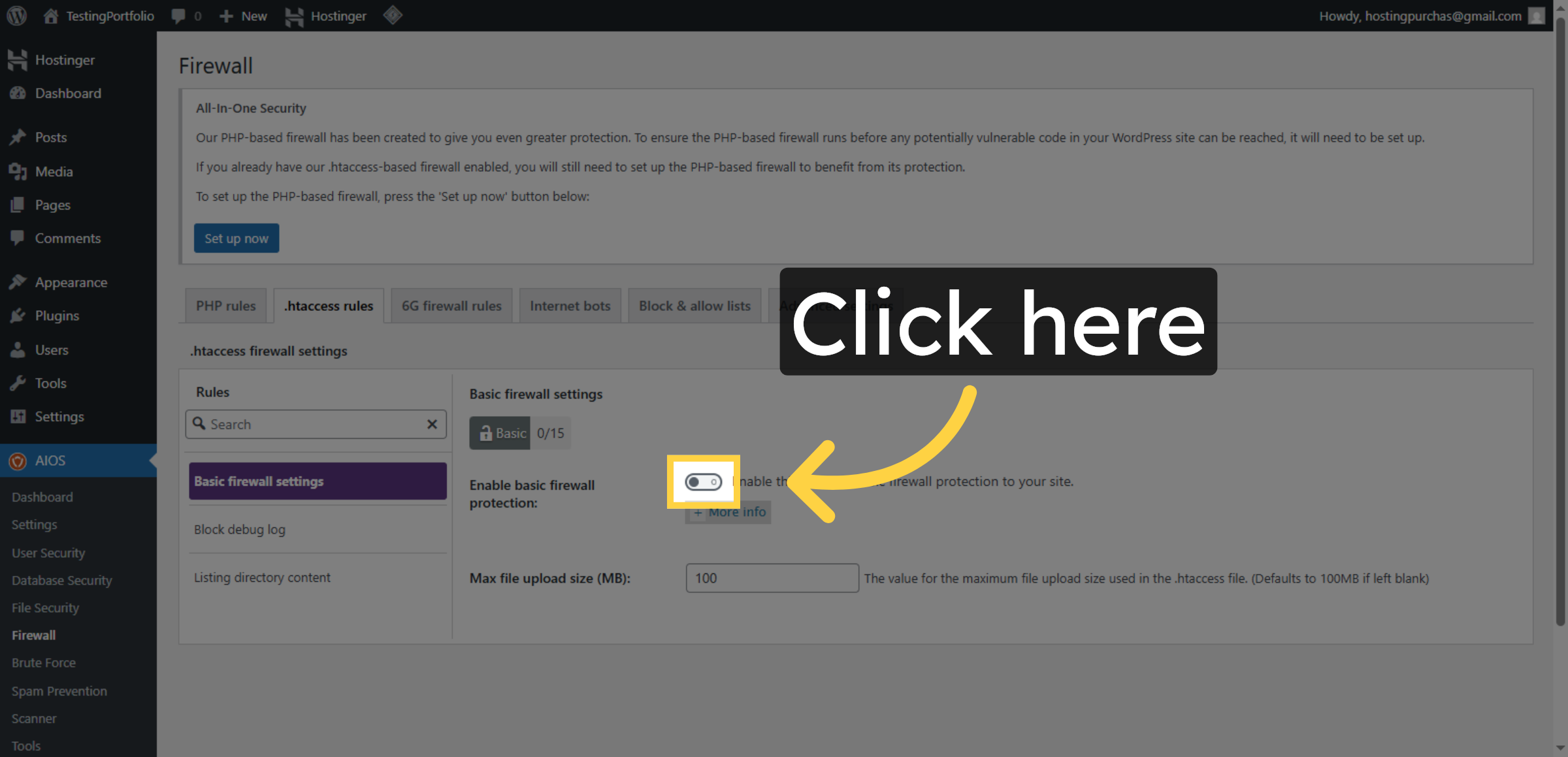 Enable .htaccess Firewall
