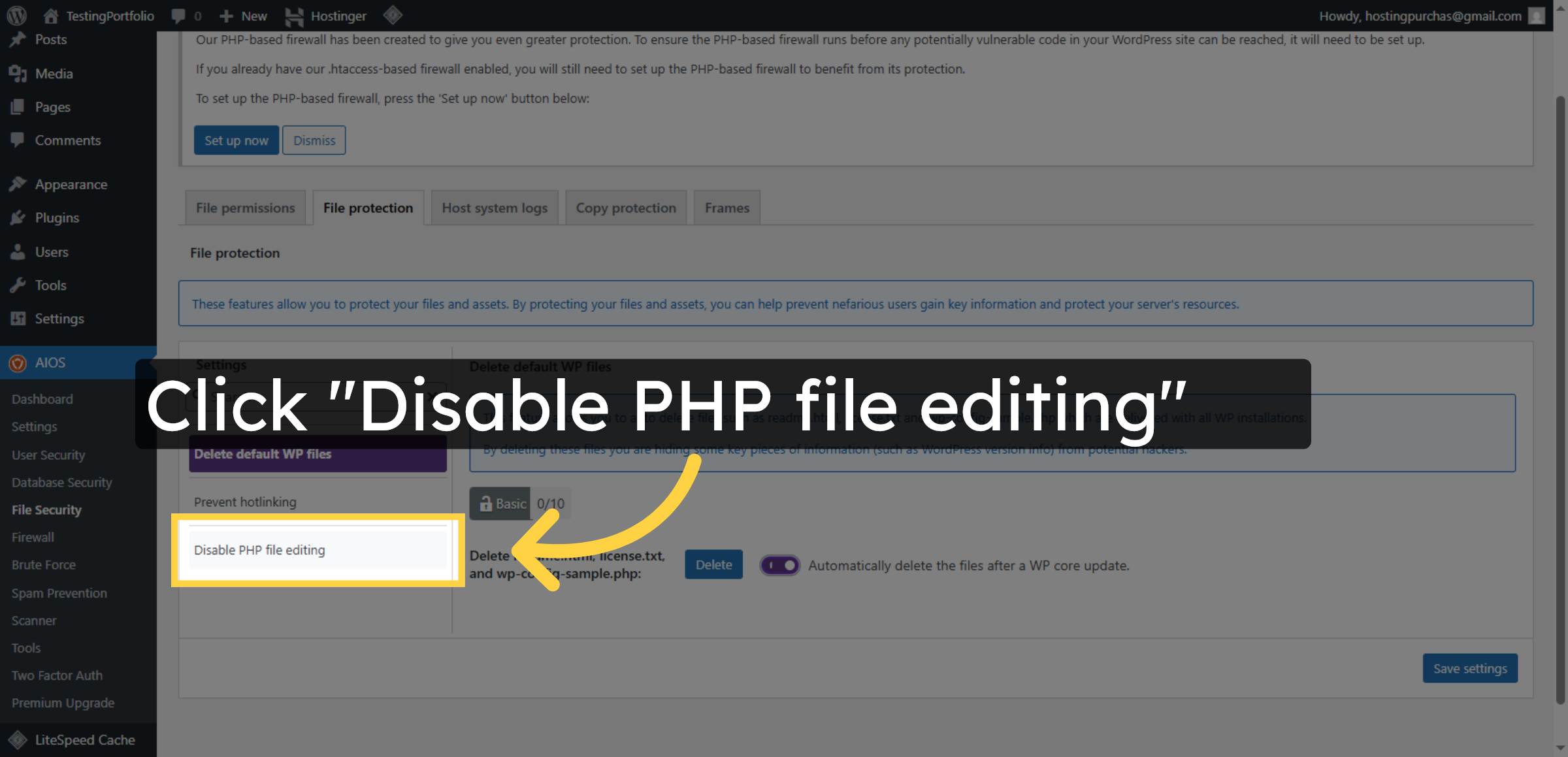 Disable PHP File Editing
