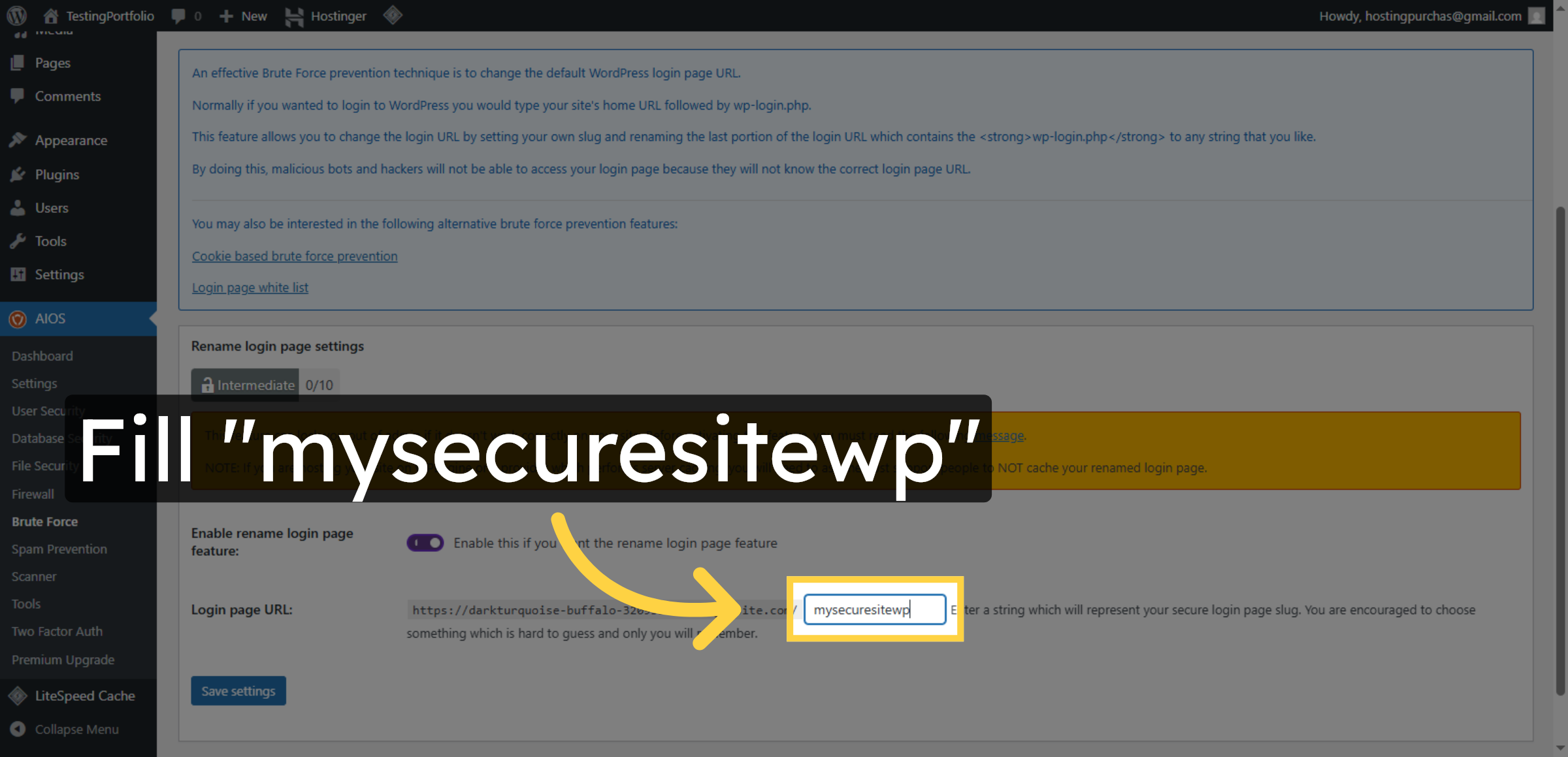 Enter Custom Login URL
