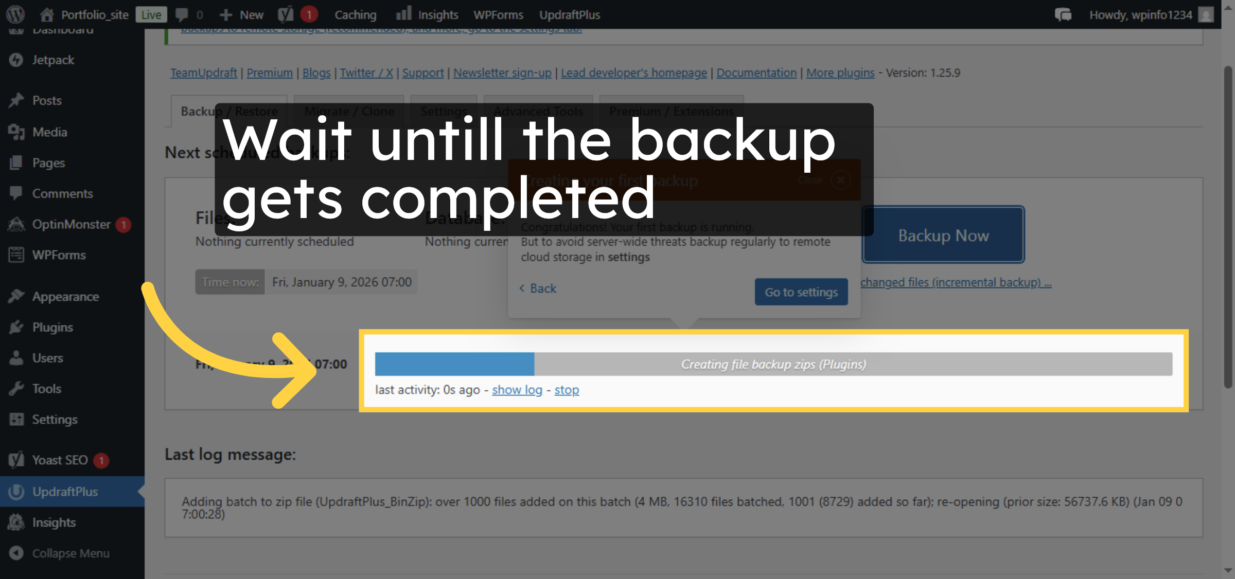 Monitor Backup Progress