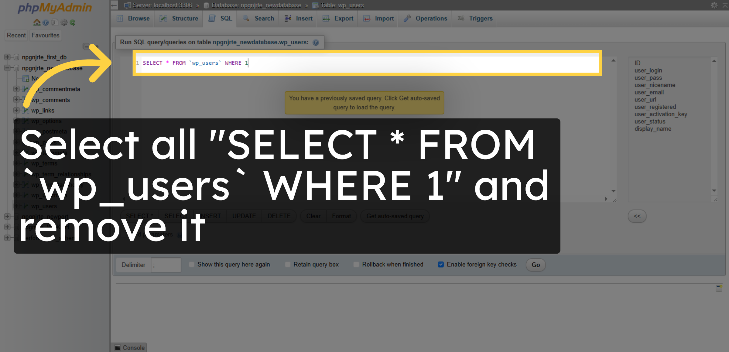 Select And Remove Query Statement