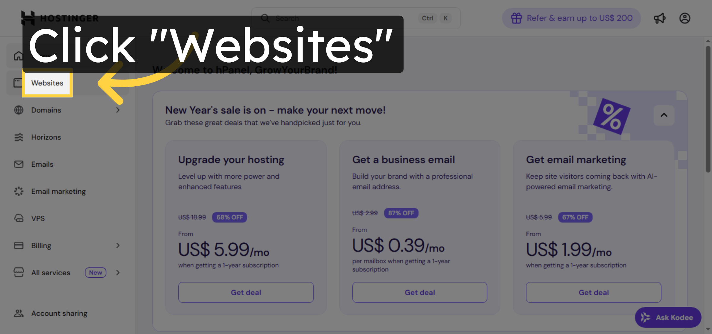 Click Websites Section