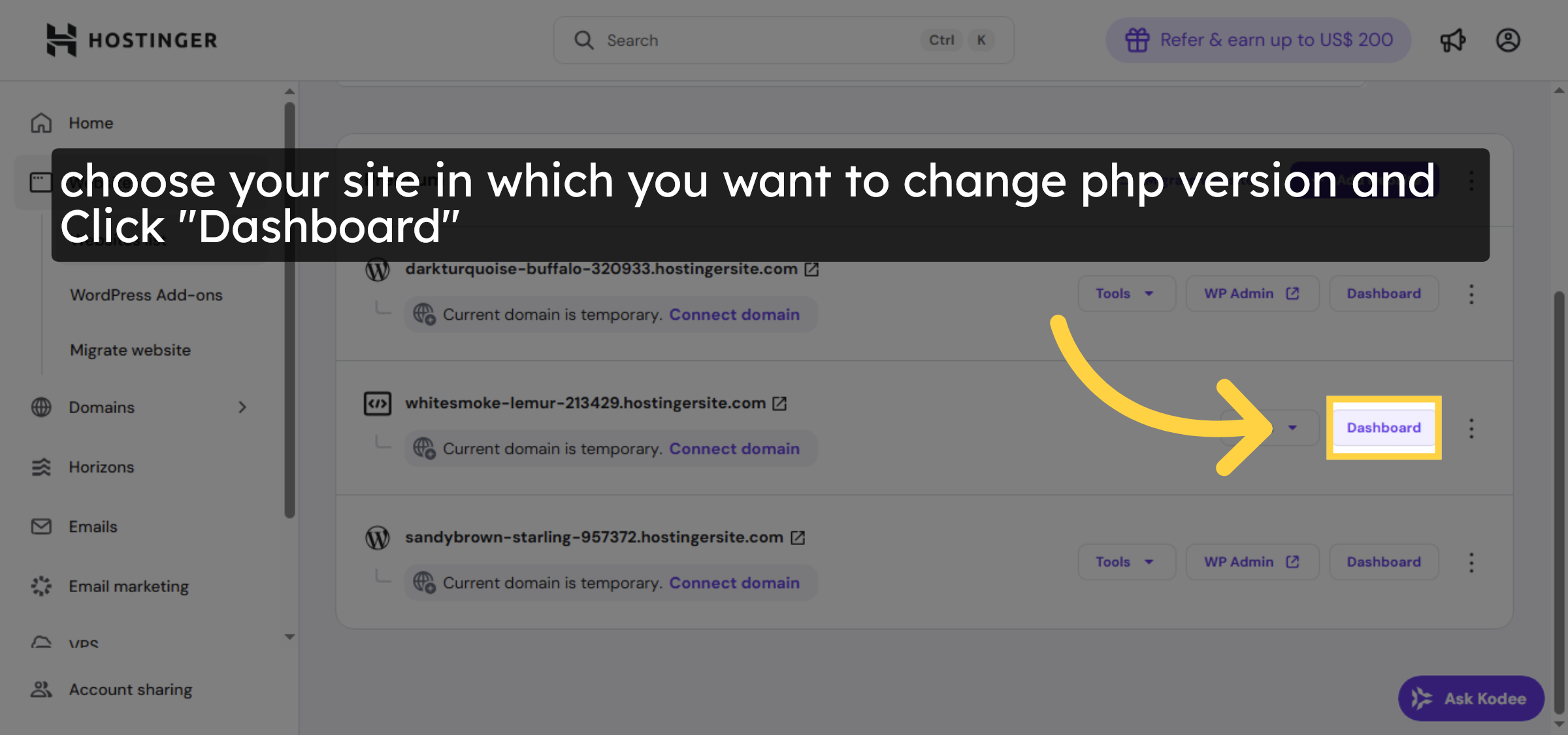 Open Website Dashboard