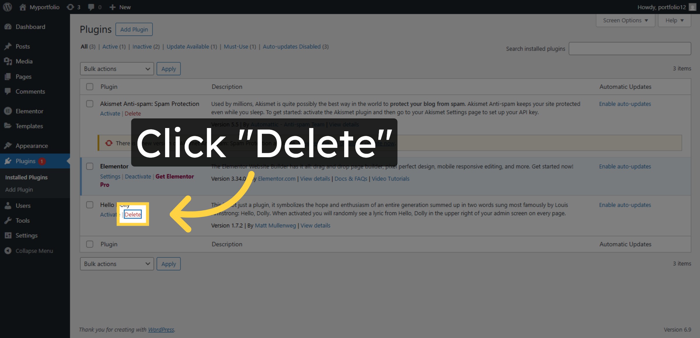 Initiate Plugin Deletion