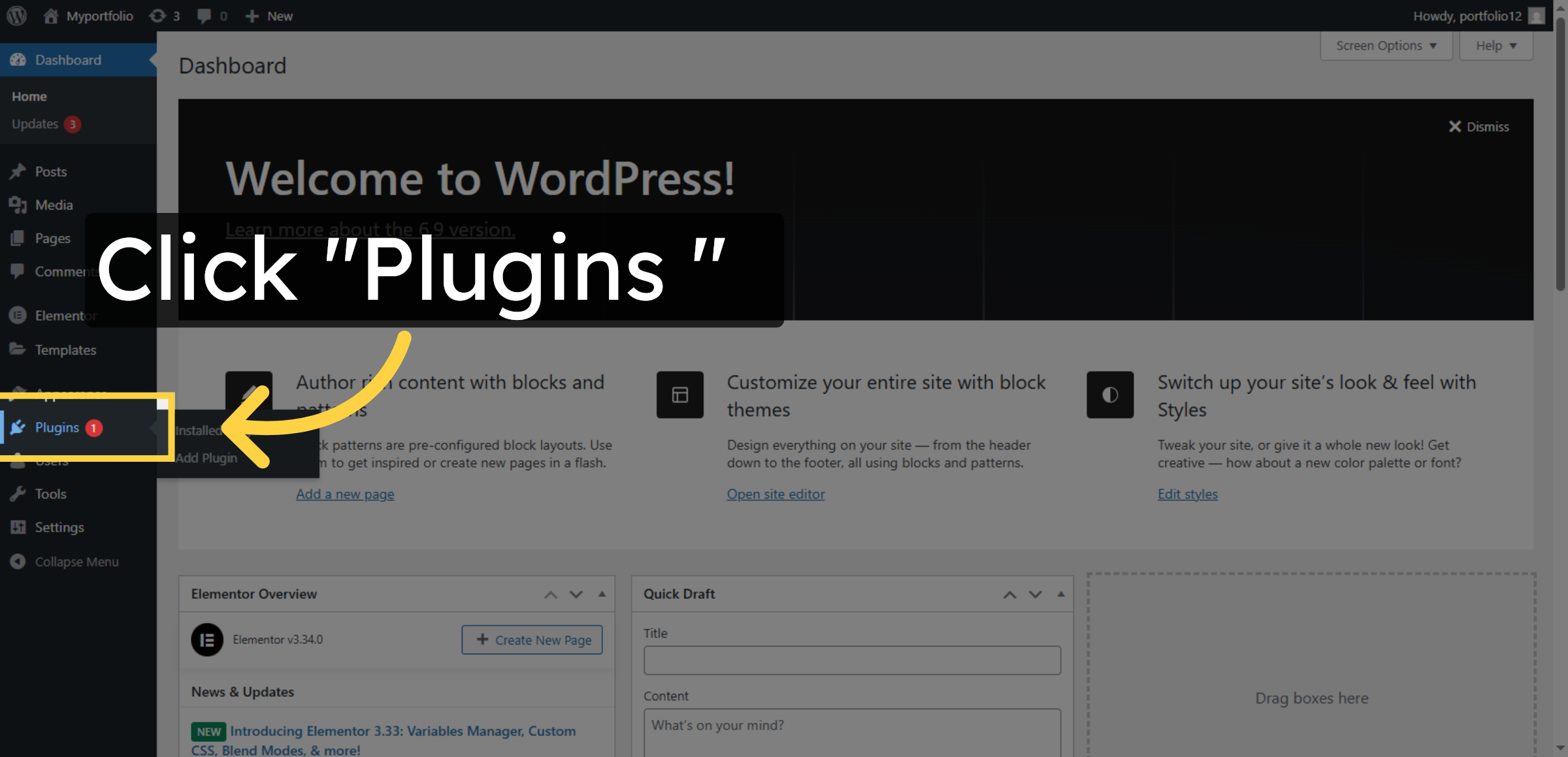 Open Plugins Section