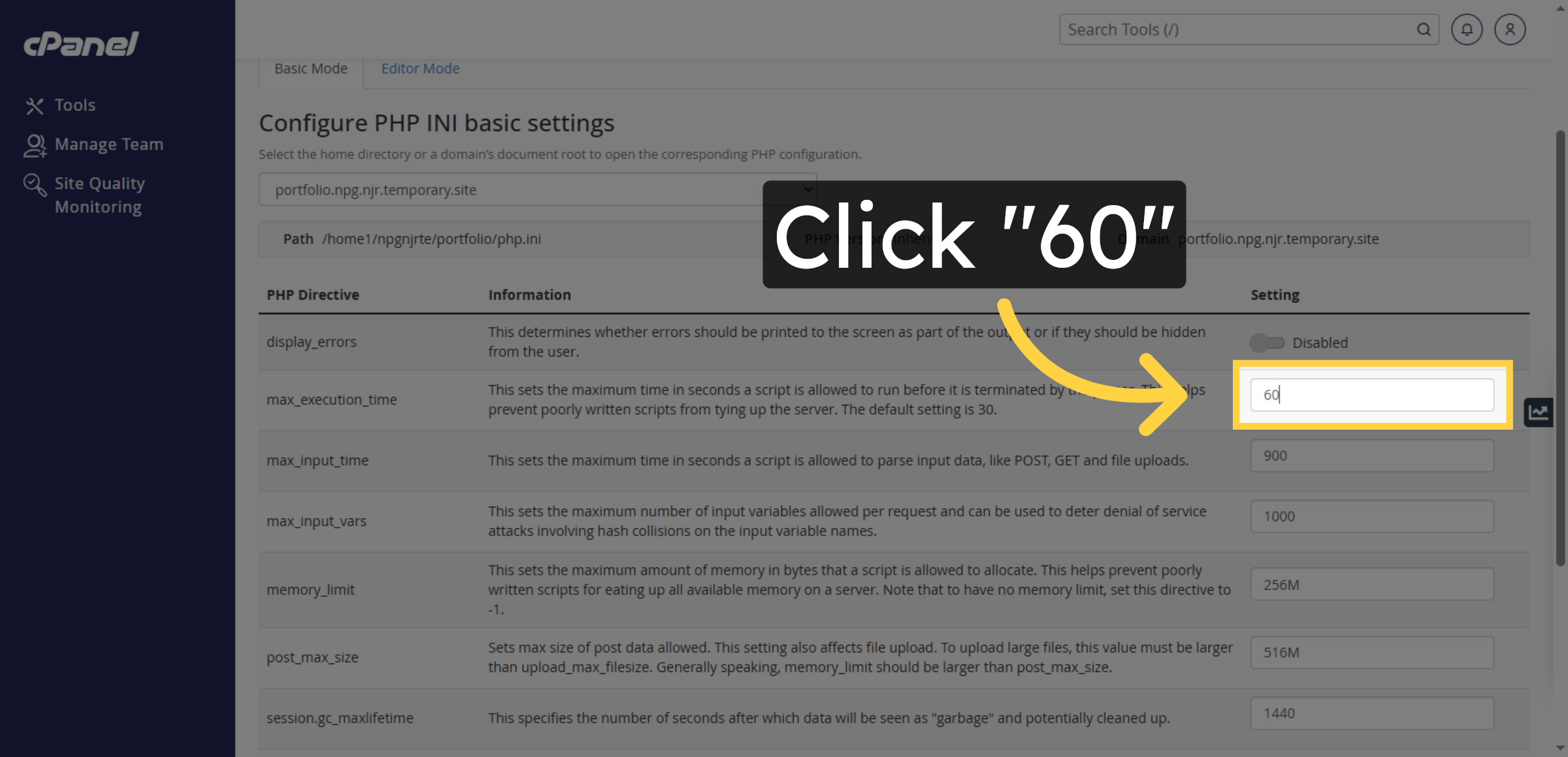 Choose Current Execution Time
