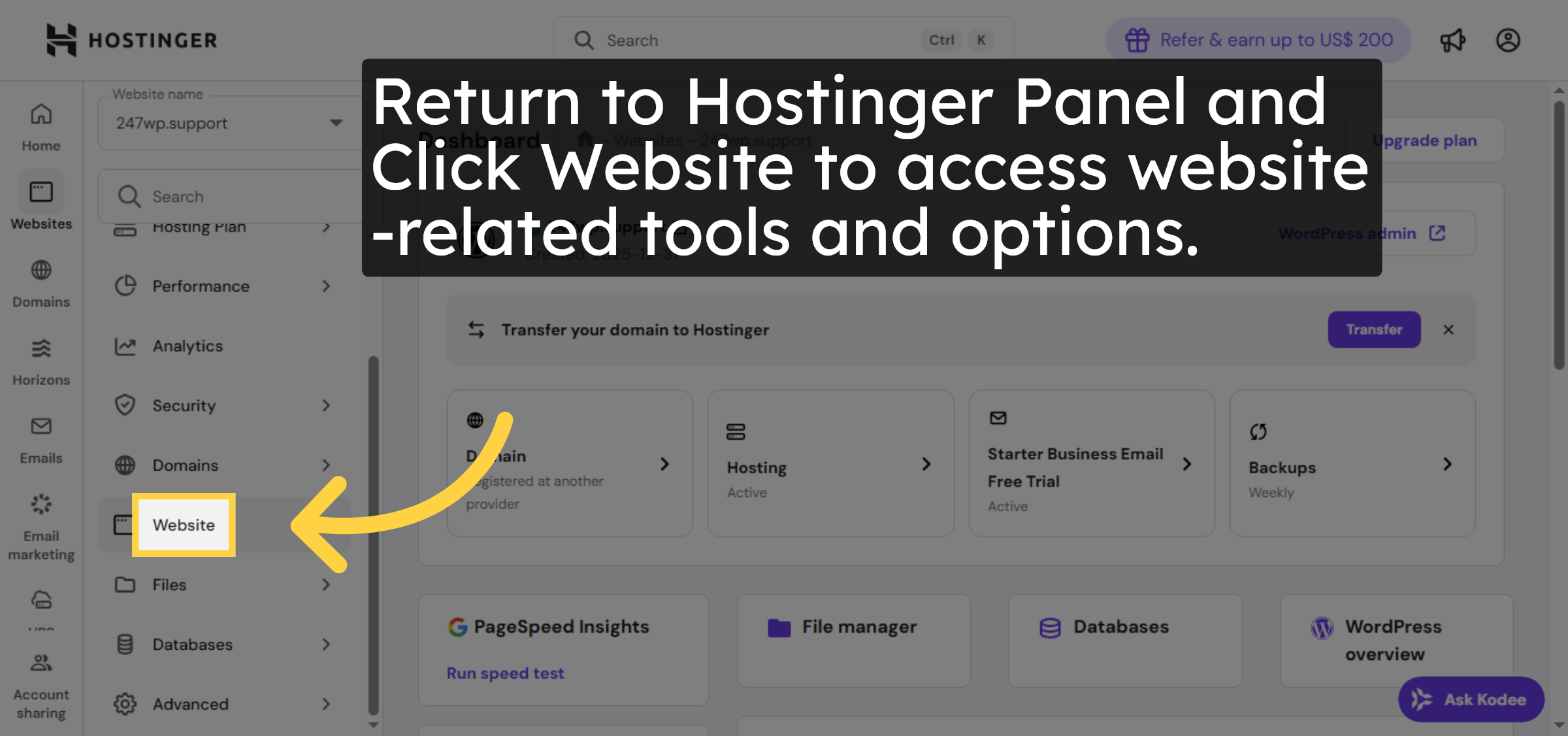 Navigate To Website Section