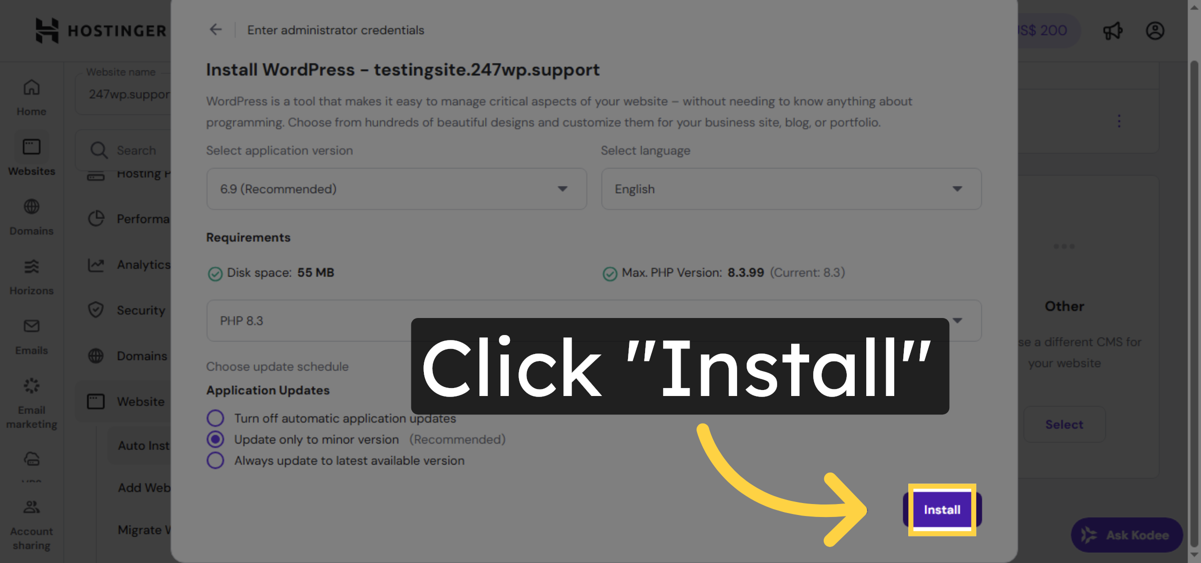 Start WordPress Installation