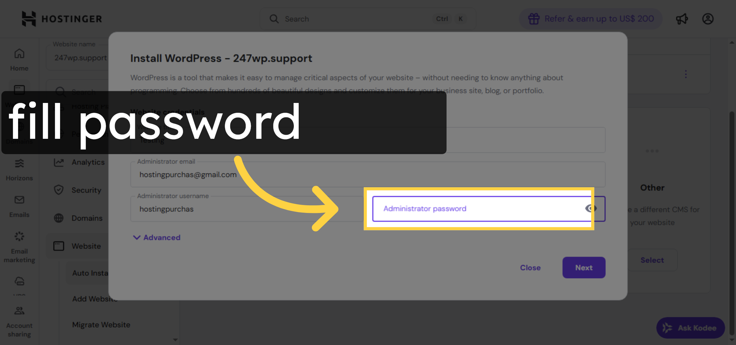 Click Password Field