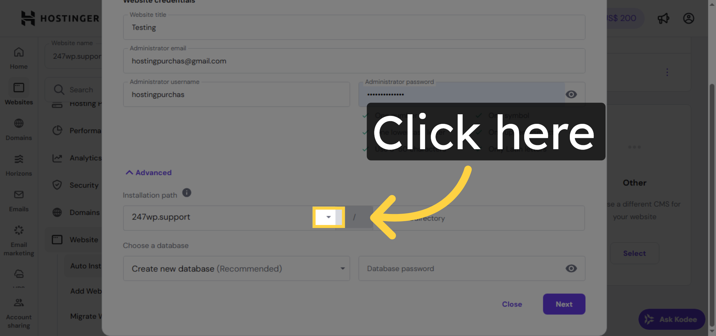 Select Installation Directory