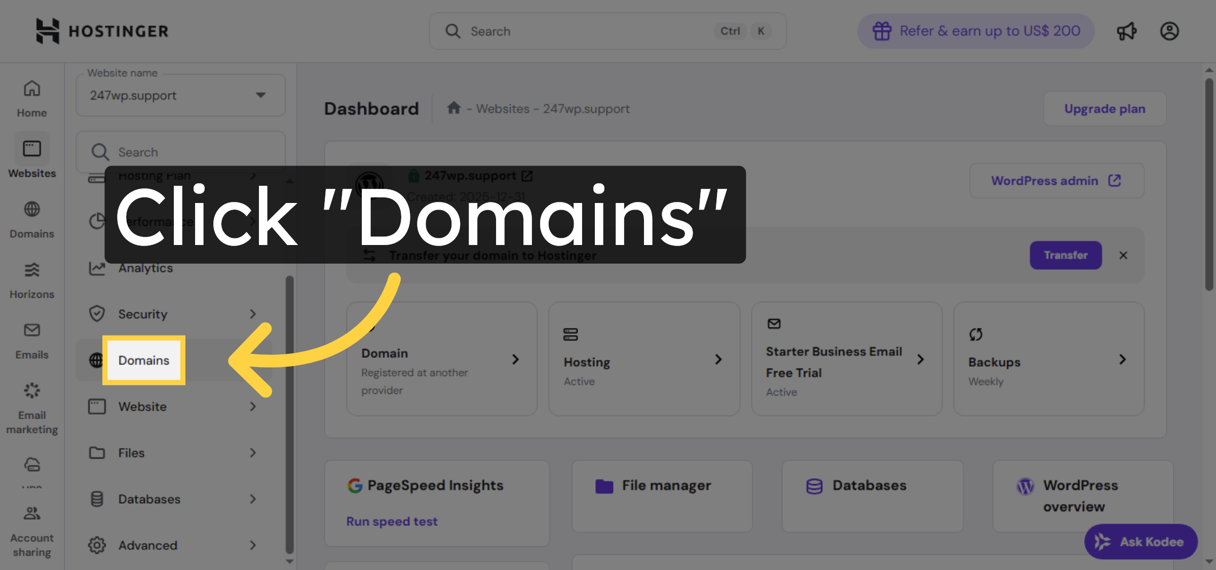 Access Domains Section