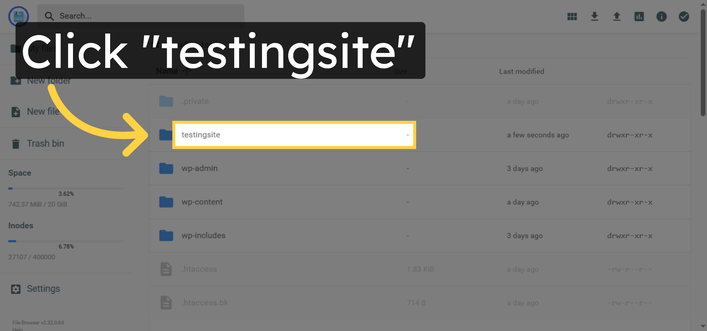 verify your subdomain folder