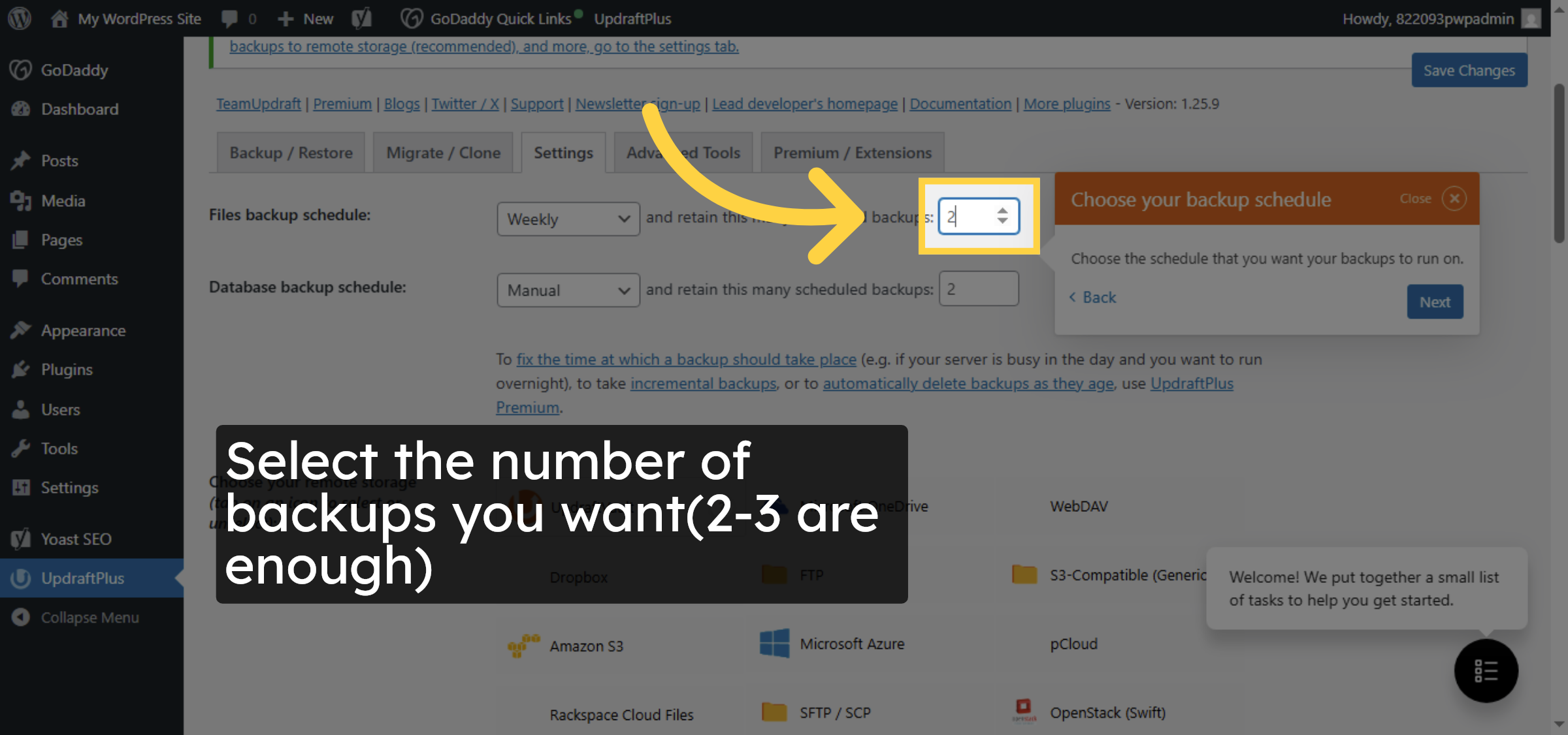 Select Backup Interval for files