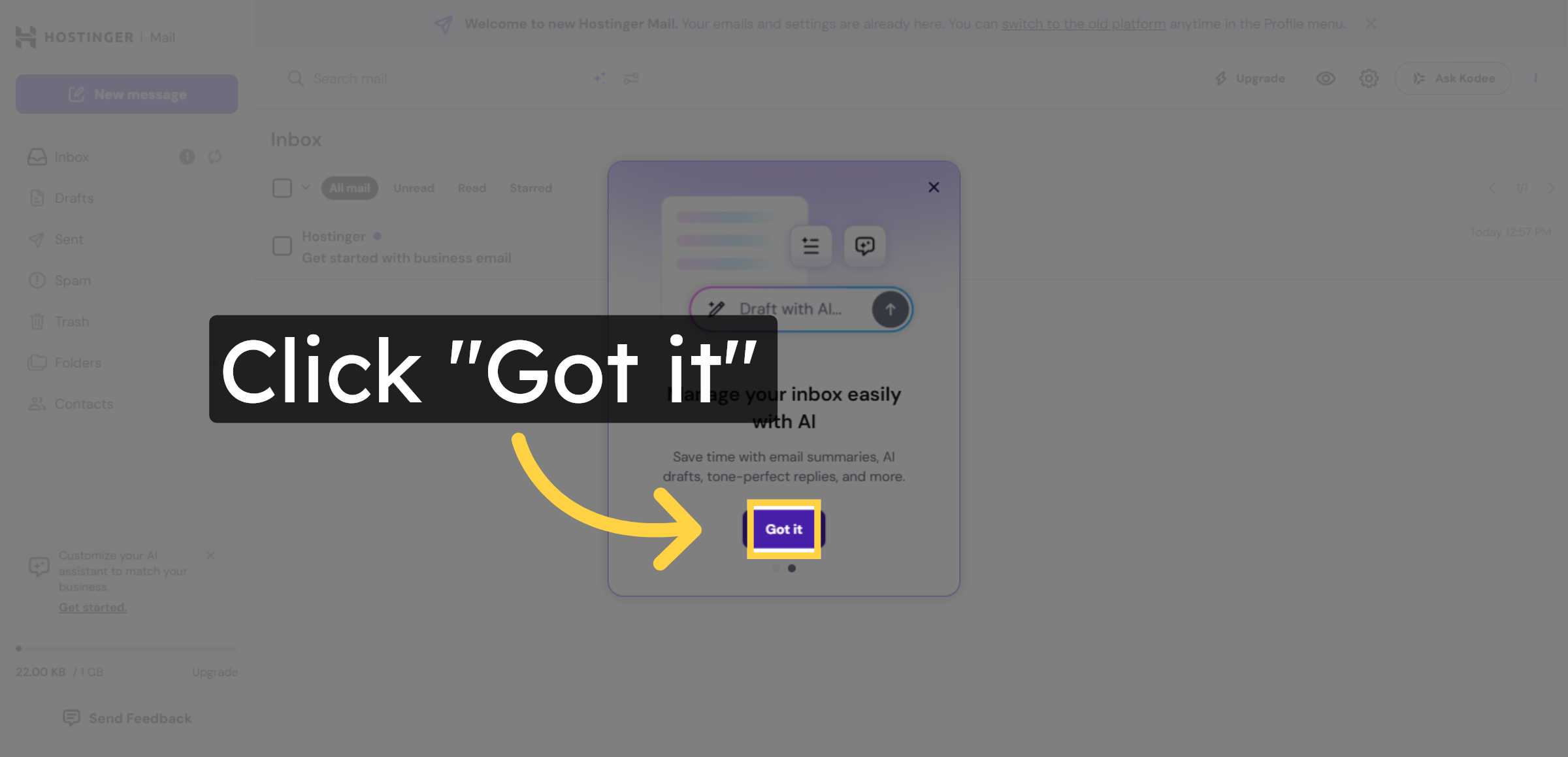 Acknowledge Welcome Message