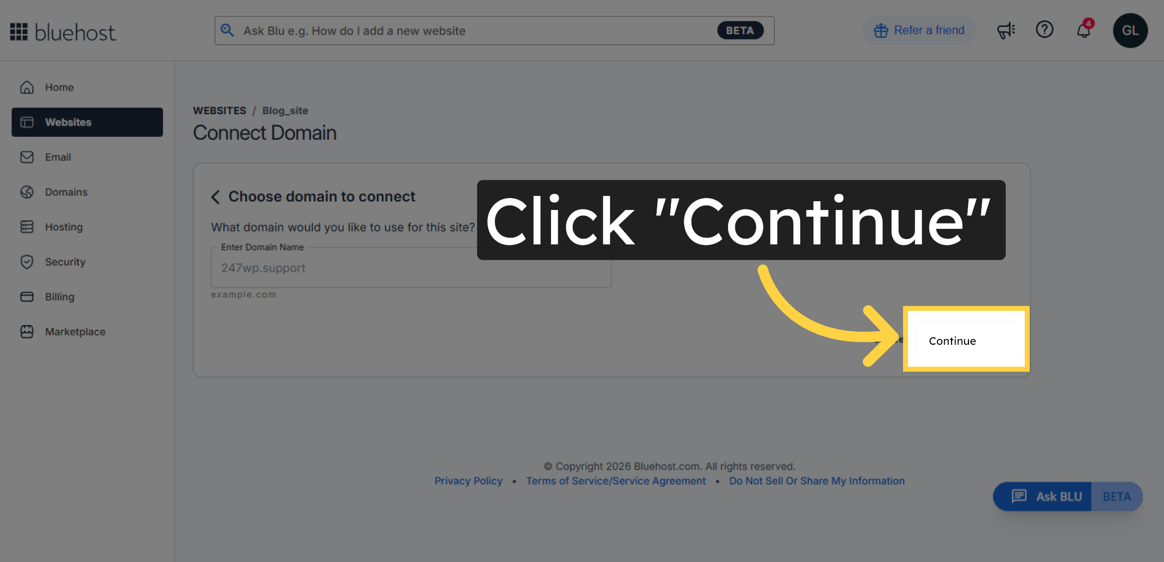 Proceed with Domain Connection