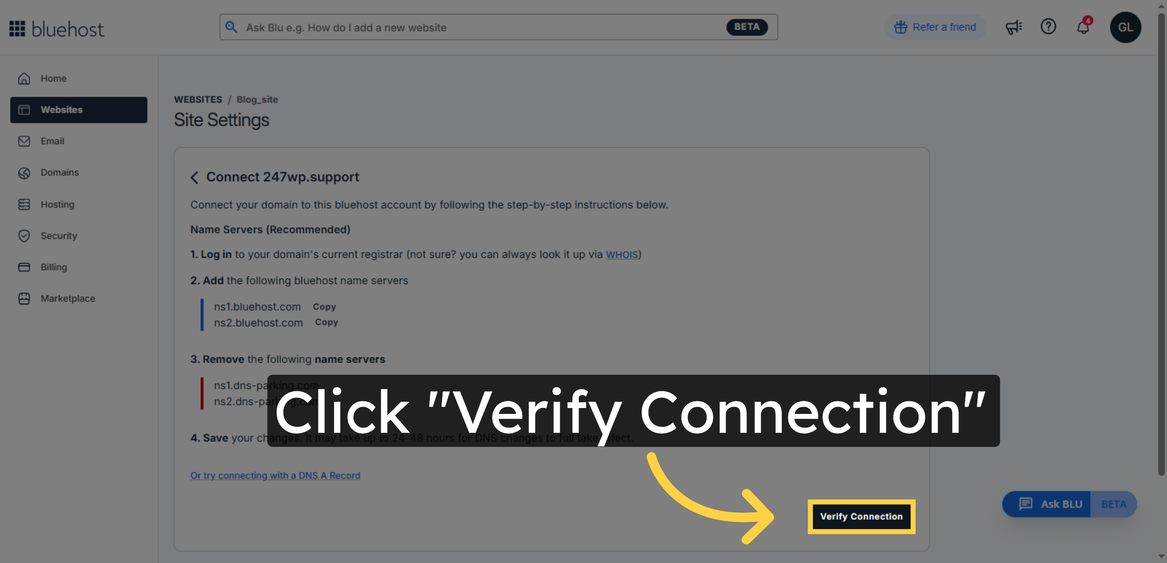 Verify Domain Connection