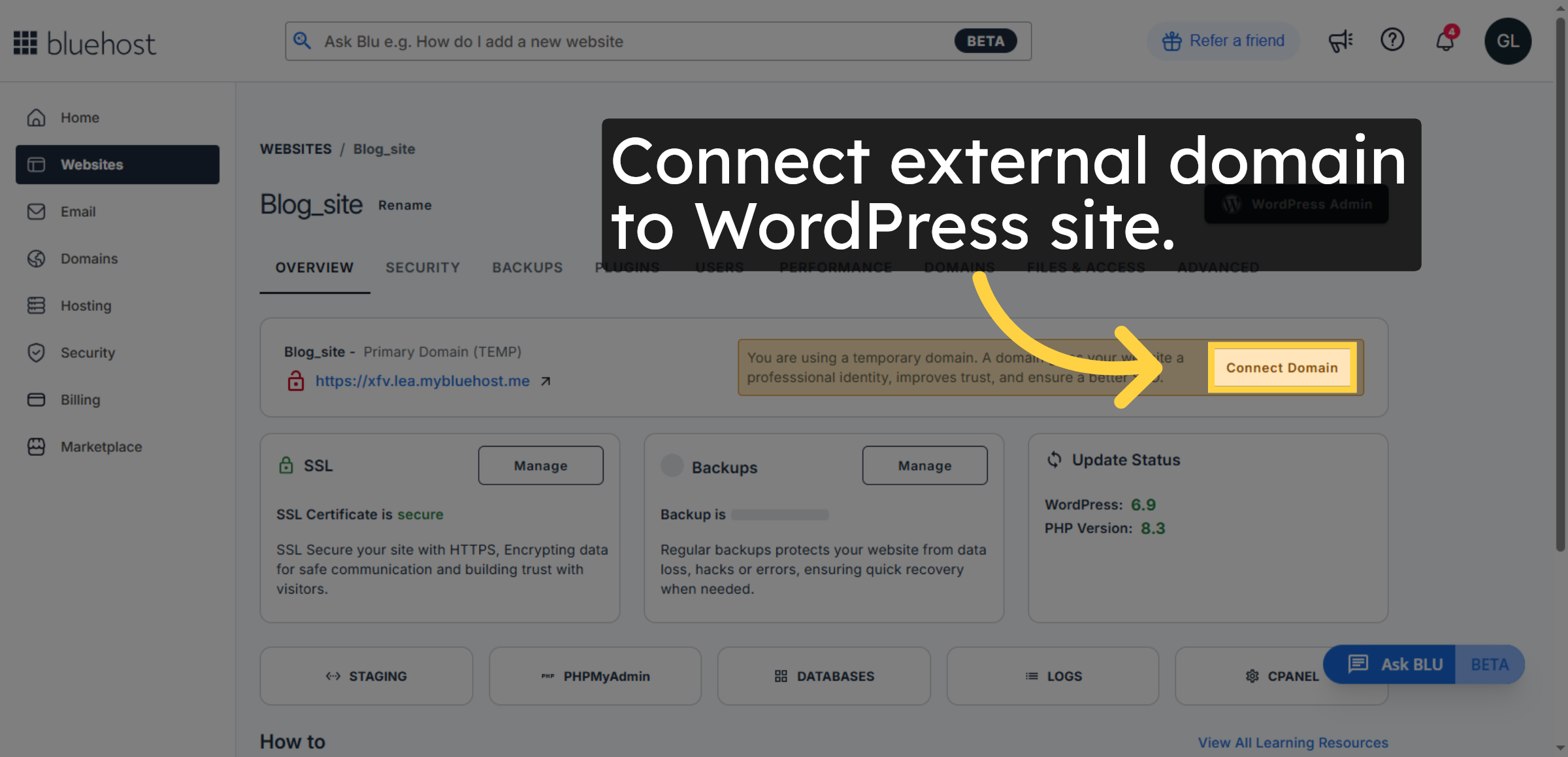 Select Connect Domain Option