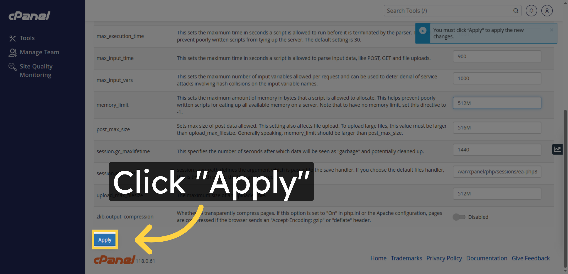 Apply Configuration Changes