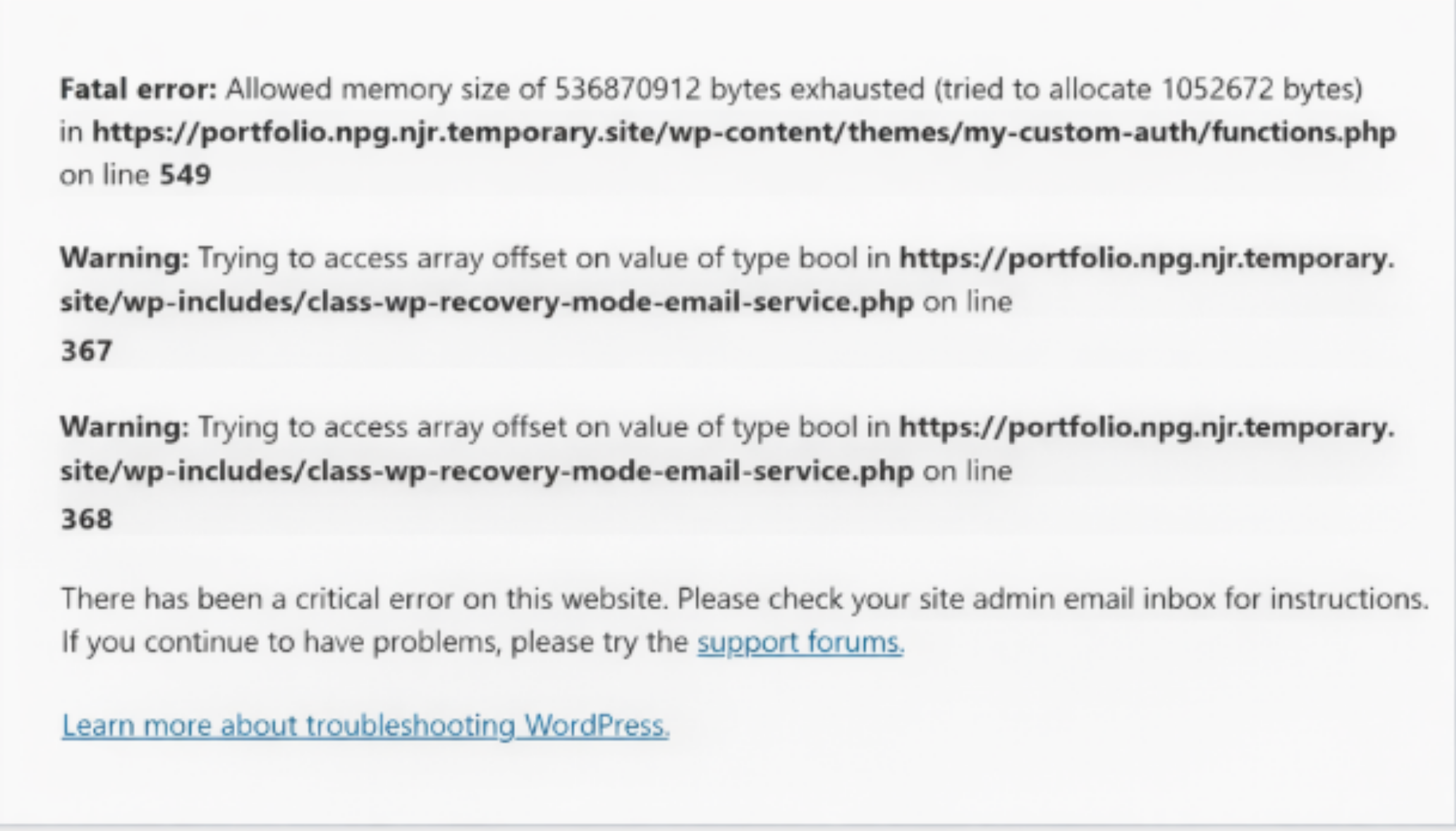 problem: WordPress Memory Limit Exhausted Error