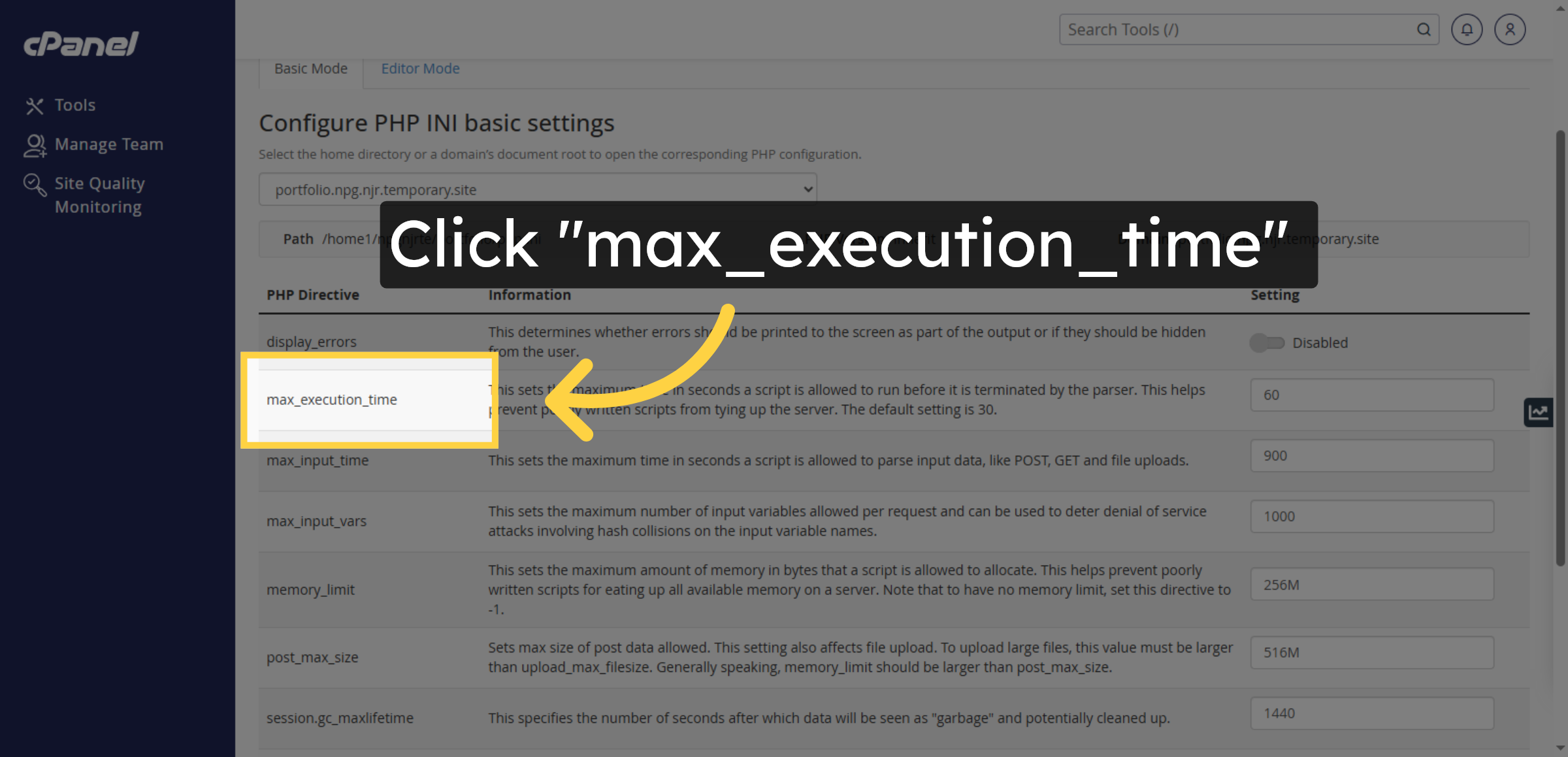 Select Max Execution Time