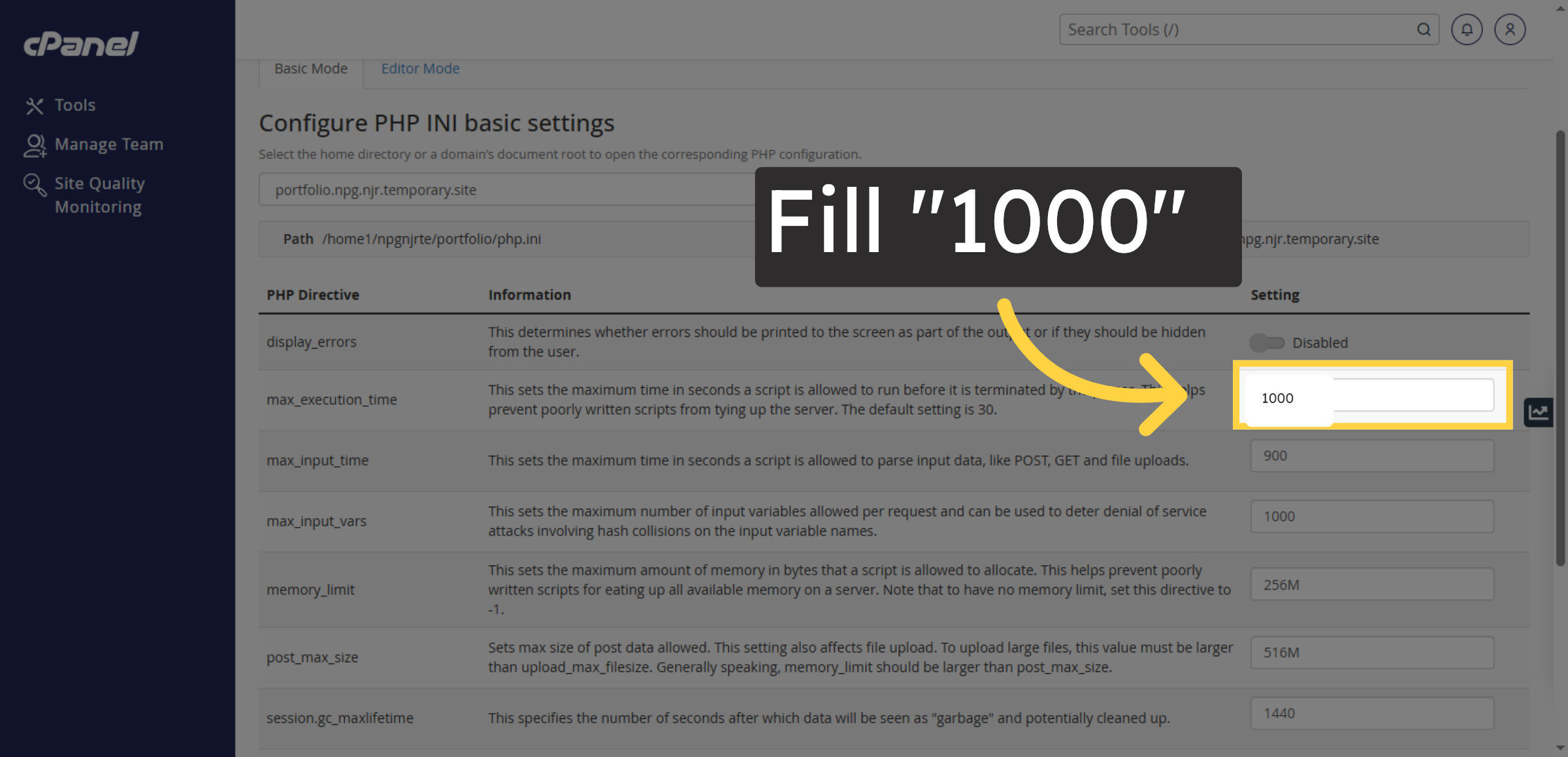 Choose Current Execution Time