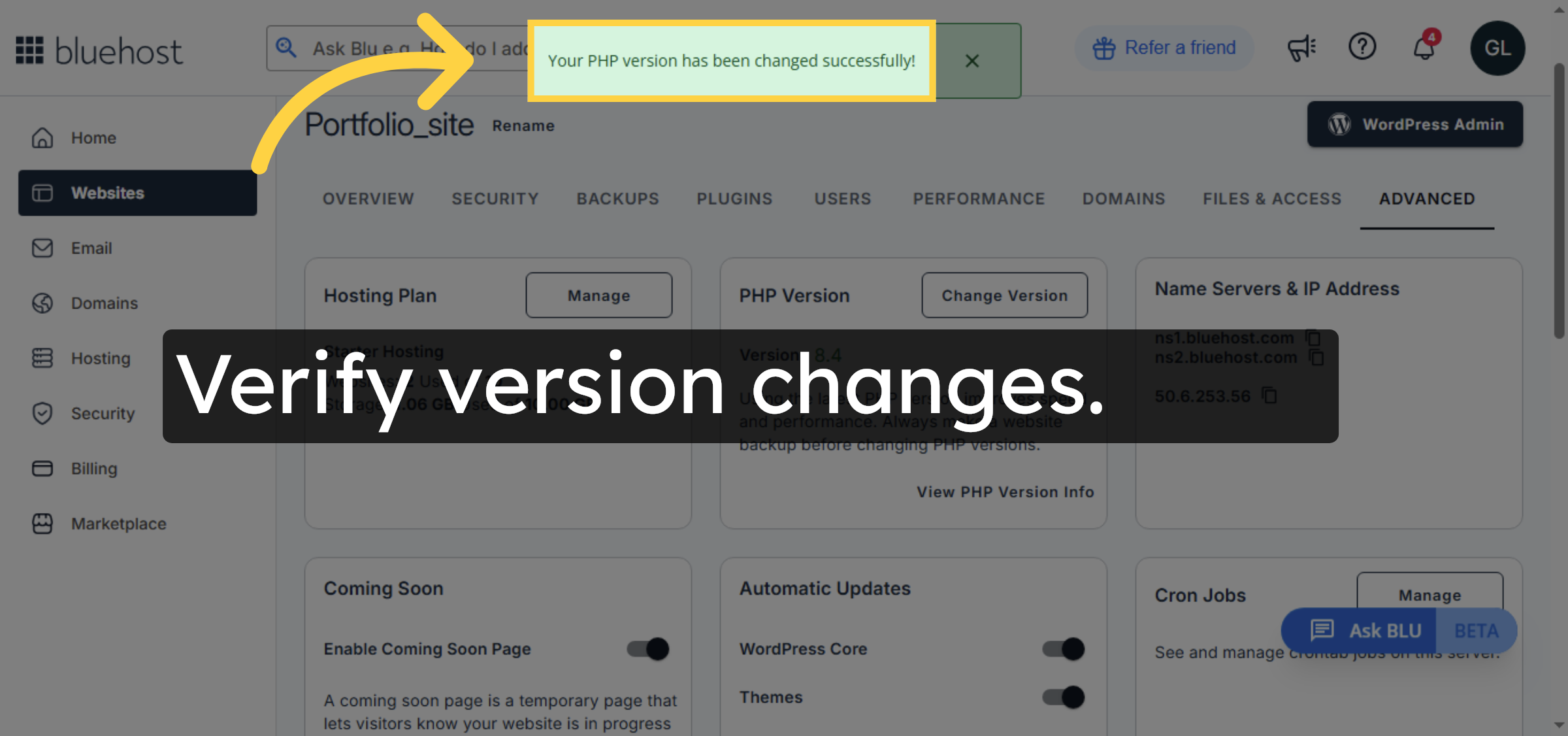 Confirm Version Change Success