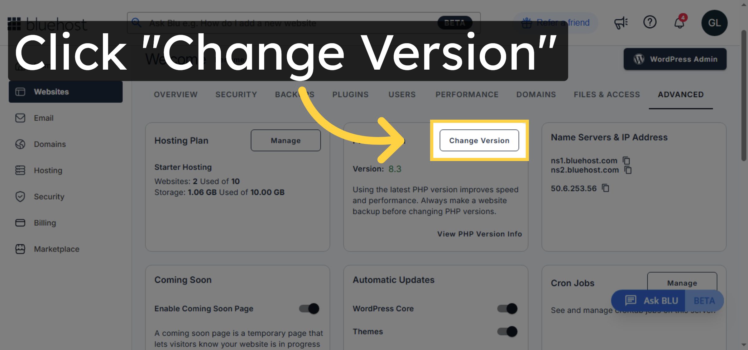 Select Change PHP Version