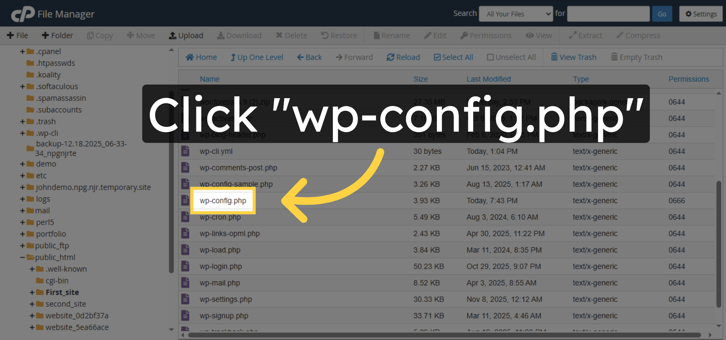 Select wp-config.php File