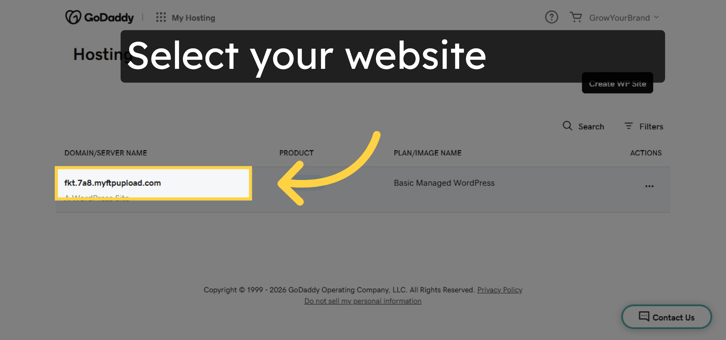 Select Hosting Account