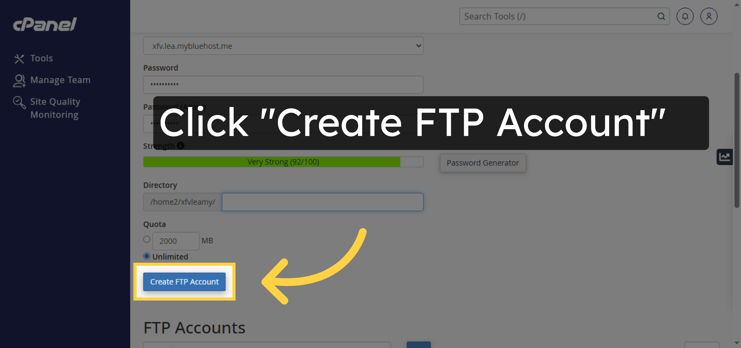 Create FTP Account