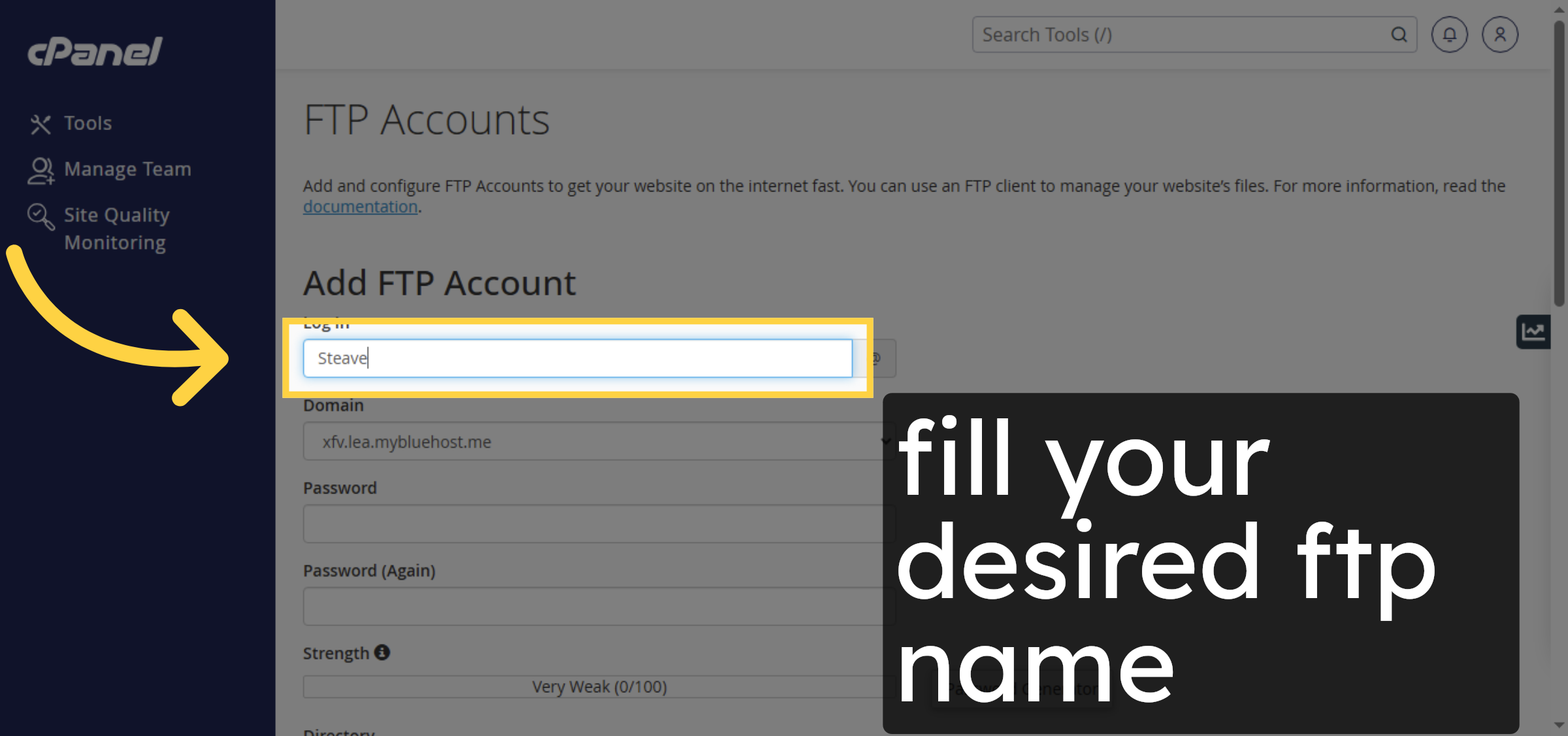 Enter FTP Username