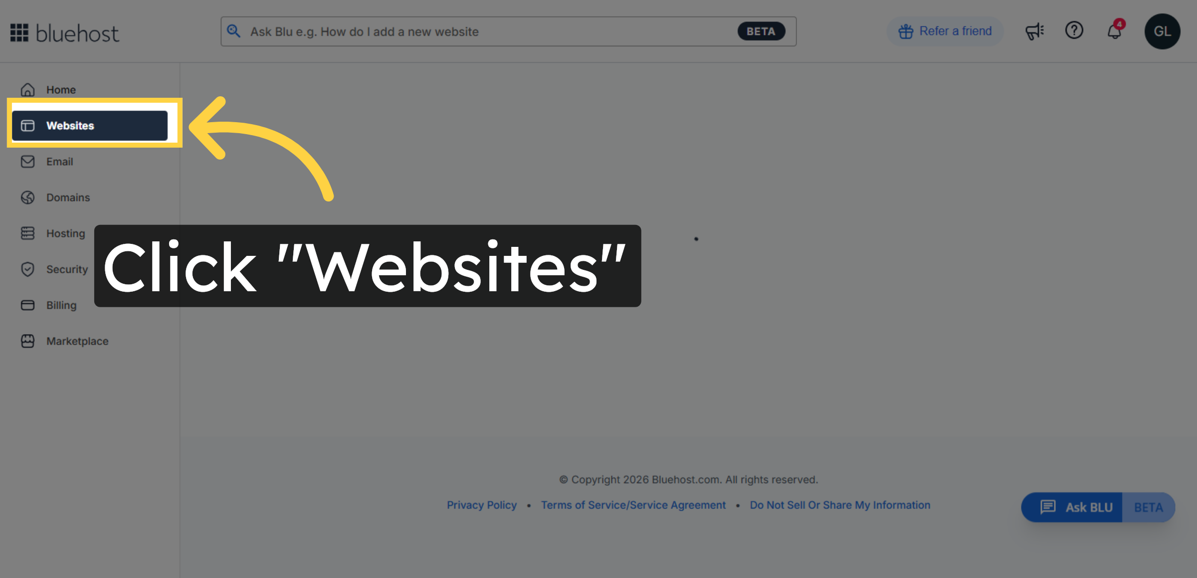 Navigate to Websites Section