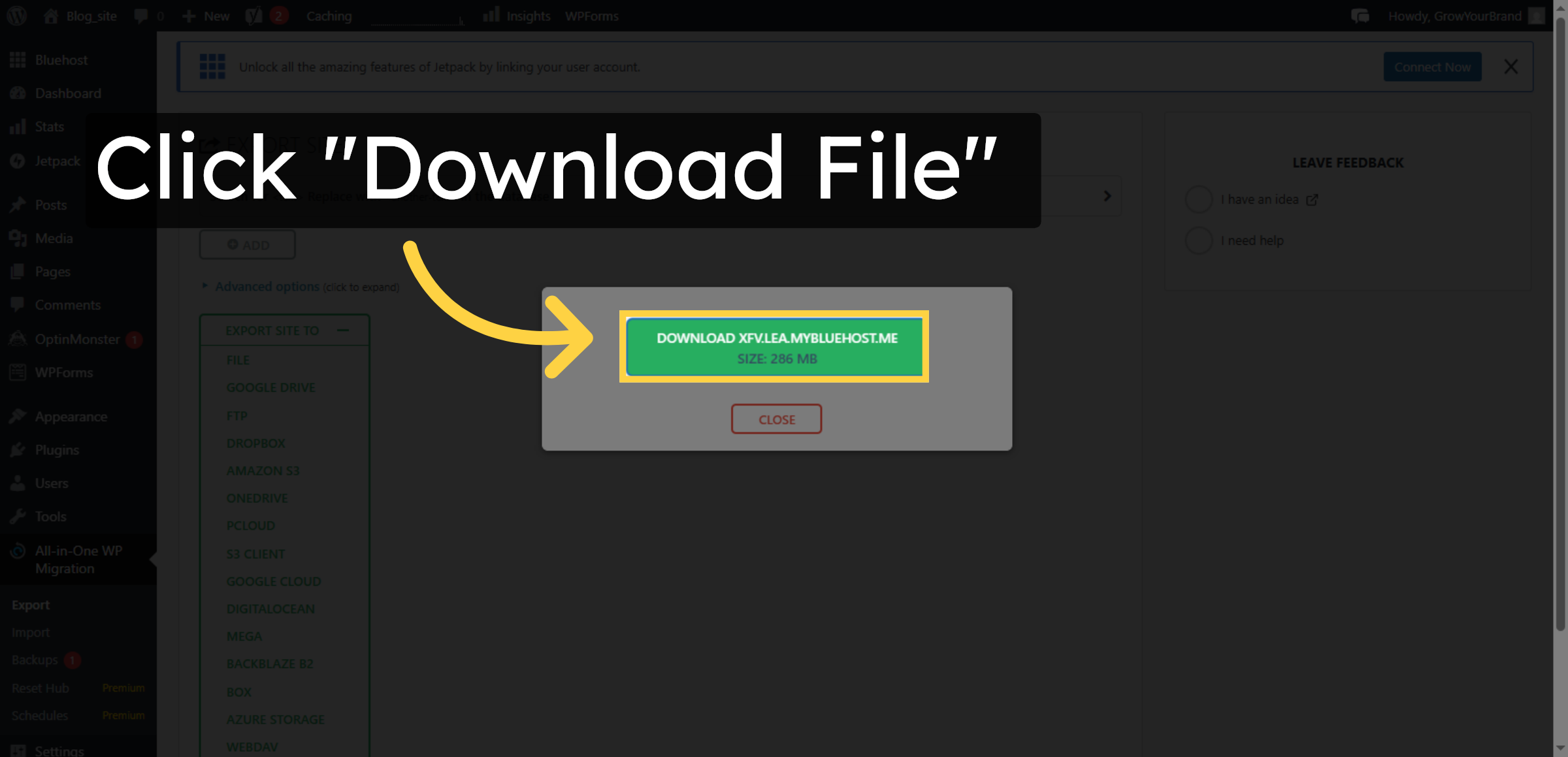 Download Exported Site File