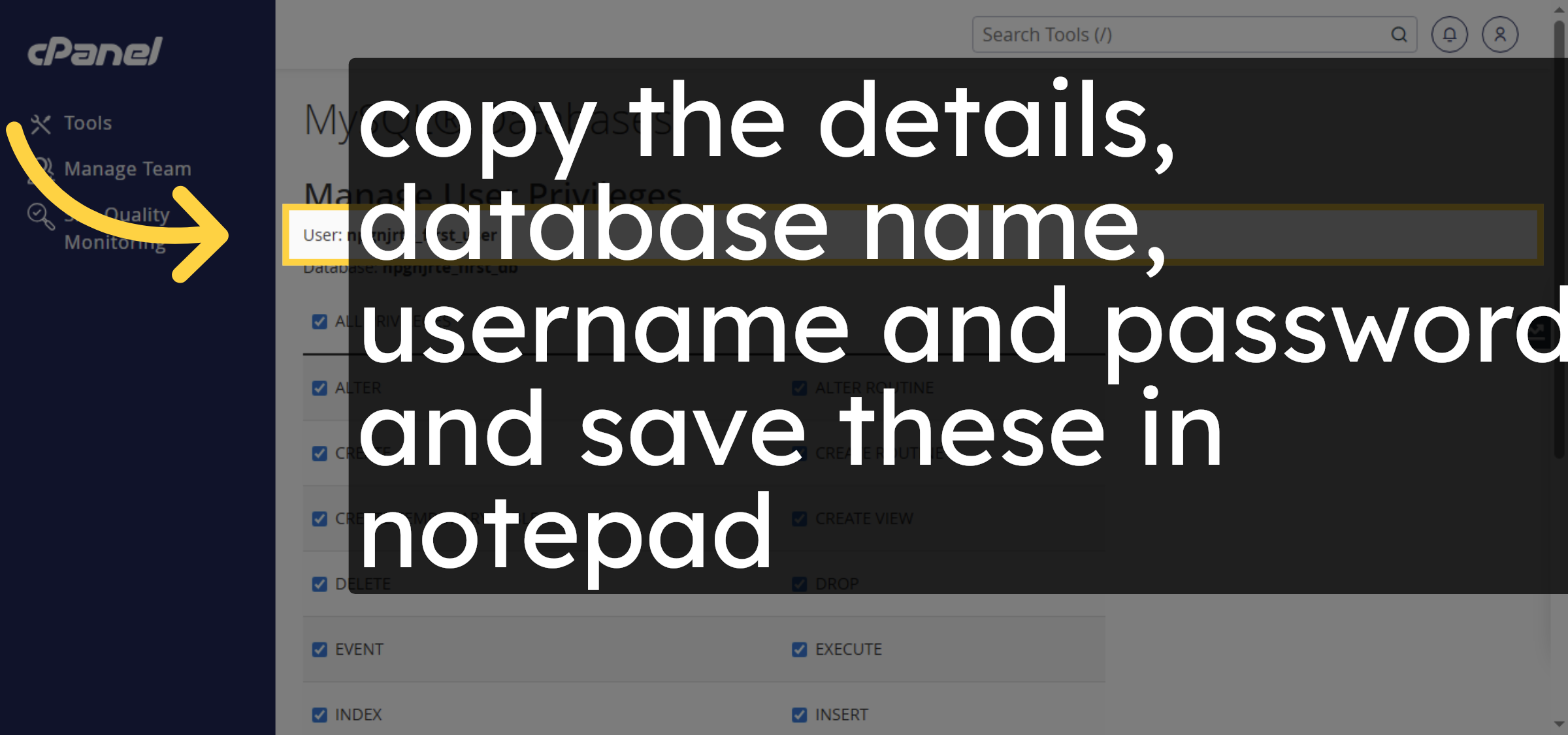 Save Database Details
