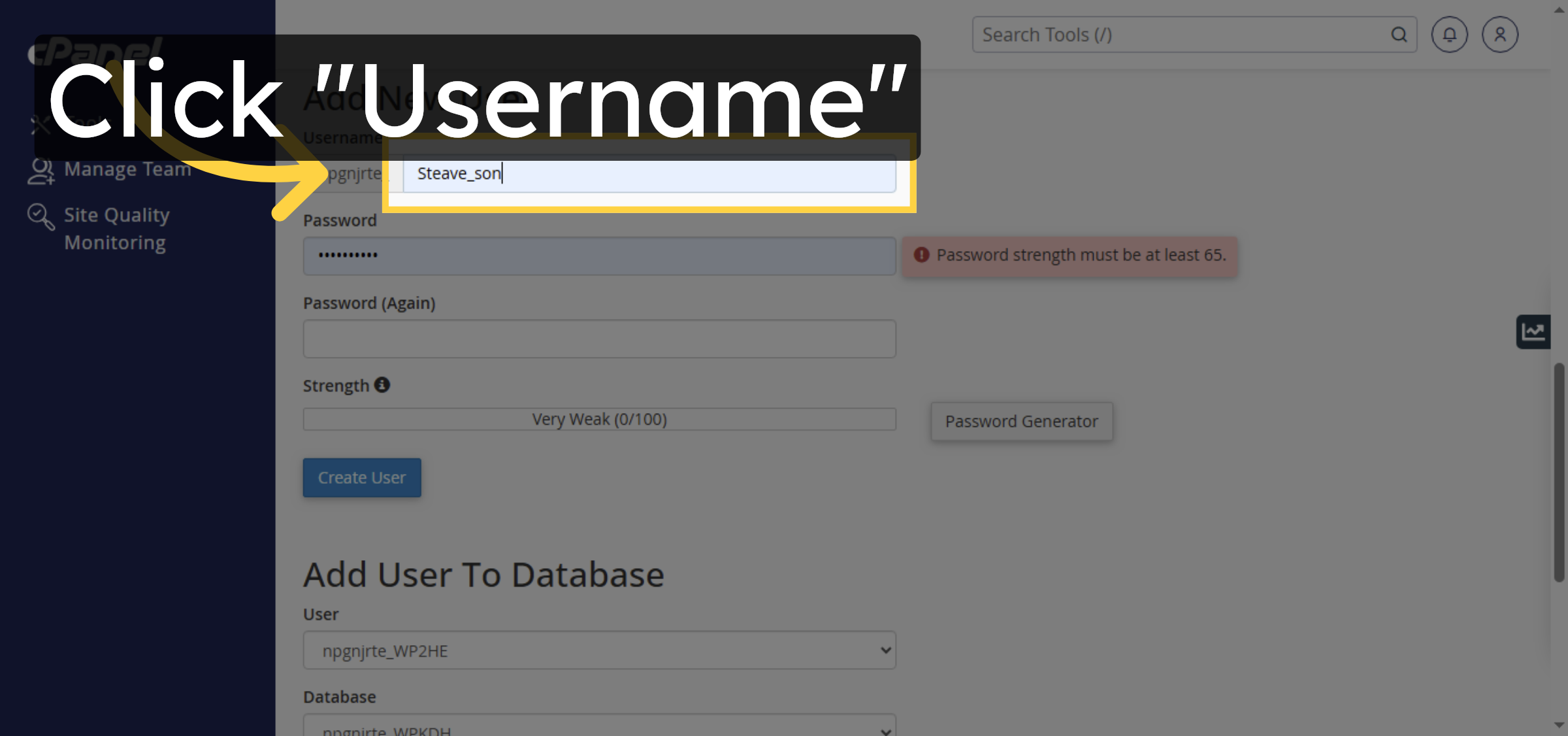 Select Username Field