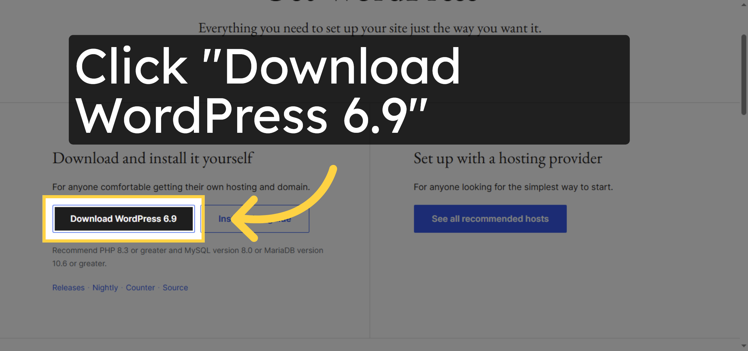 download WordPress from the official WordPress website.
