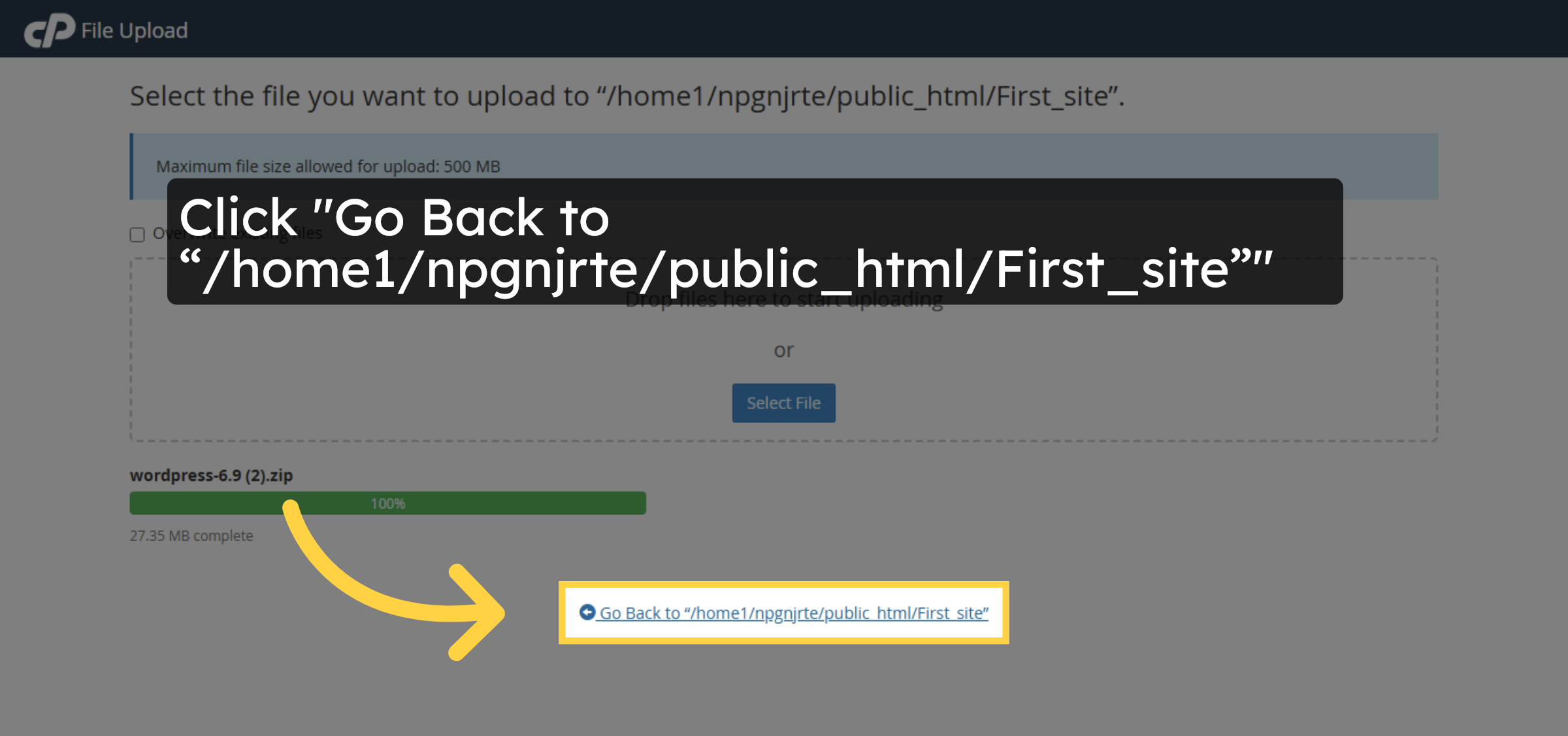 Select Uploaded Zip File