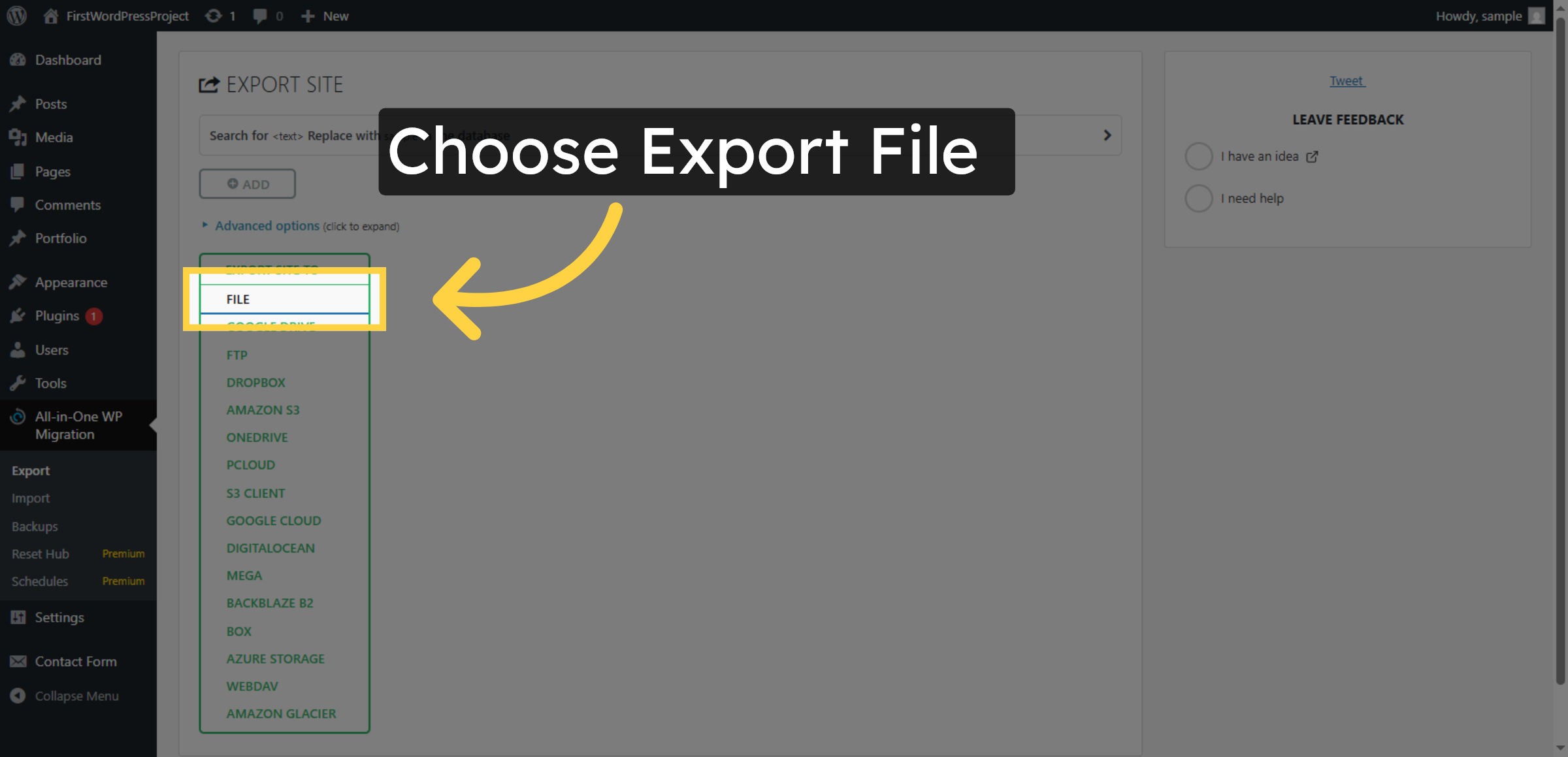 Choose Export File