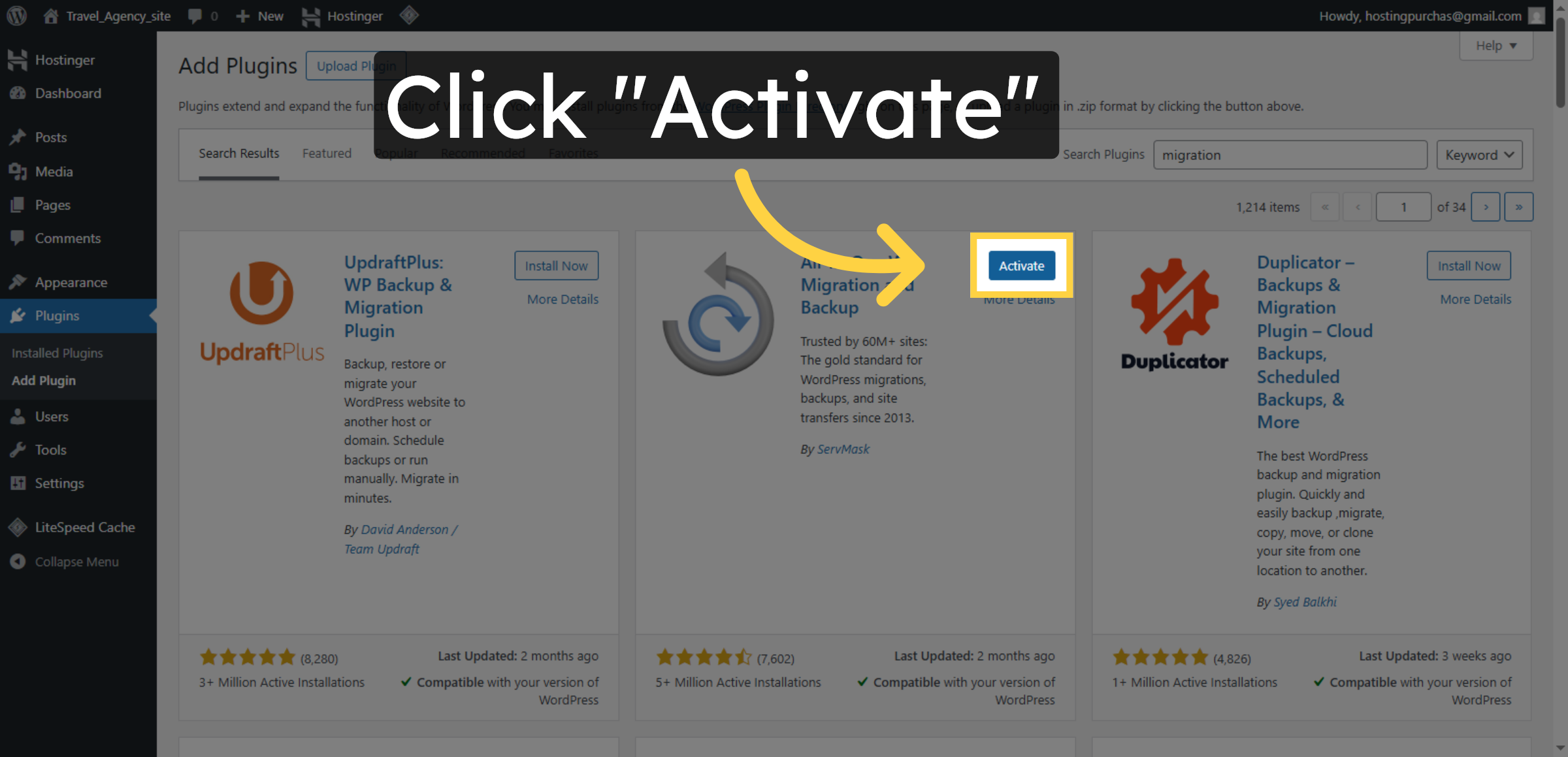 Activate Migration Plugin
