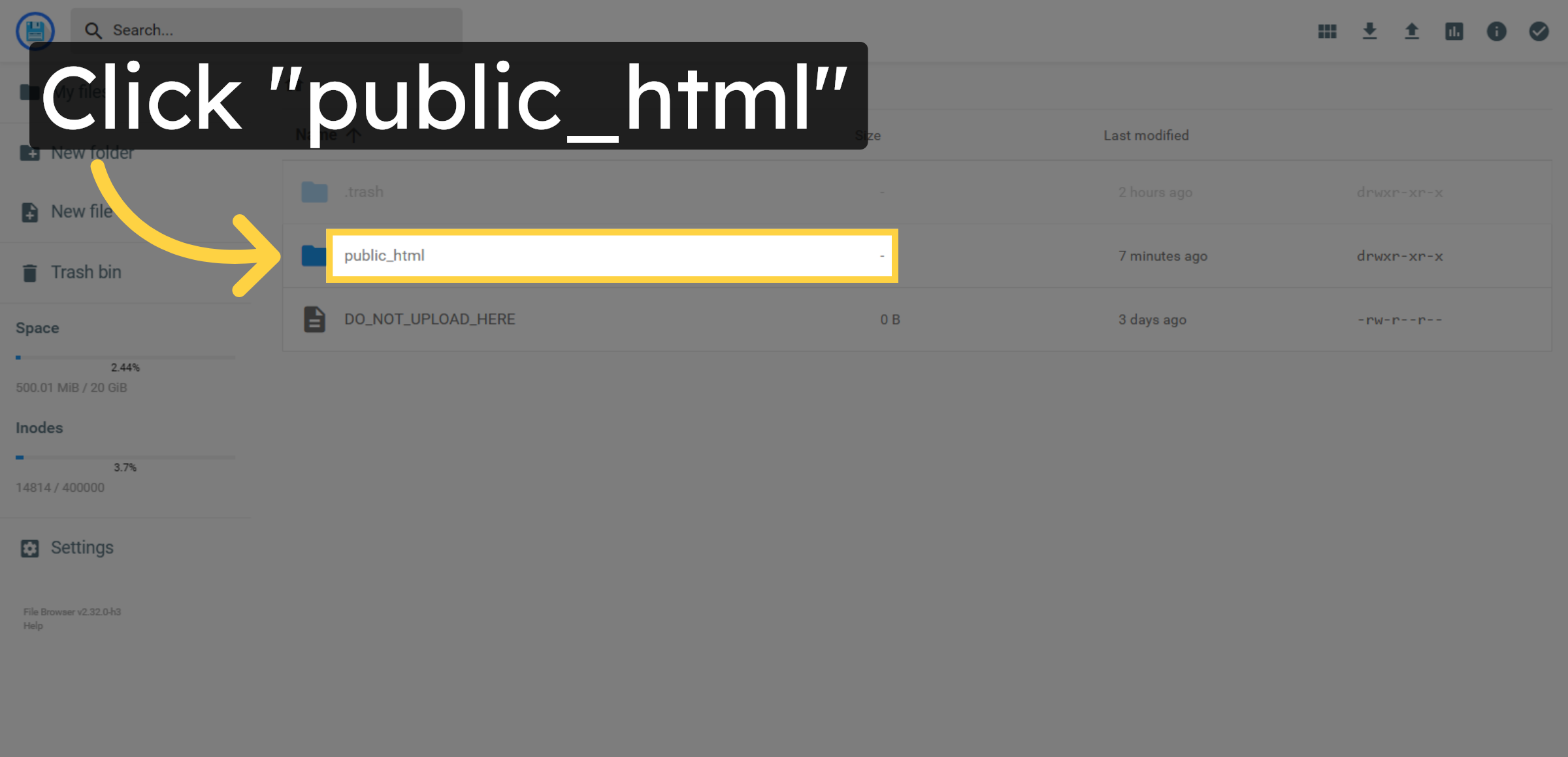 Open Public HTML Folder