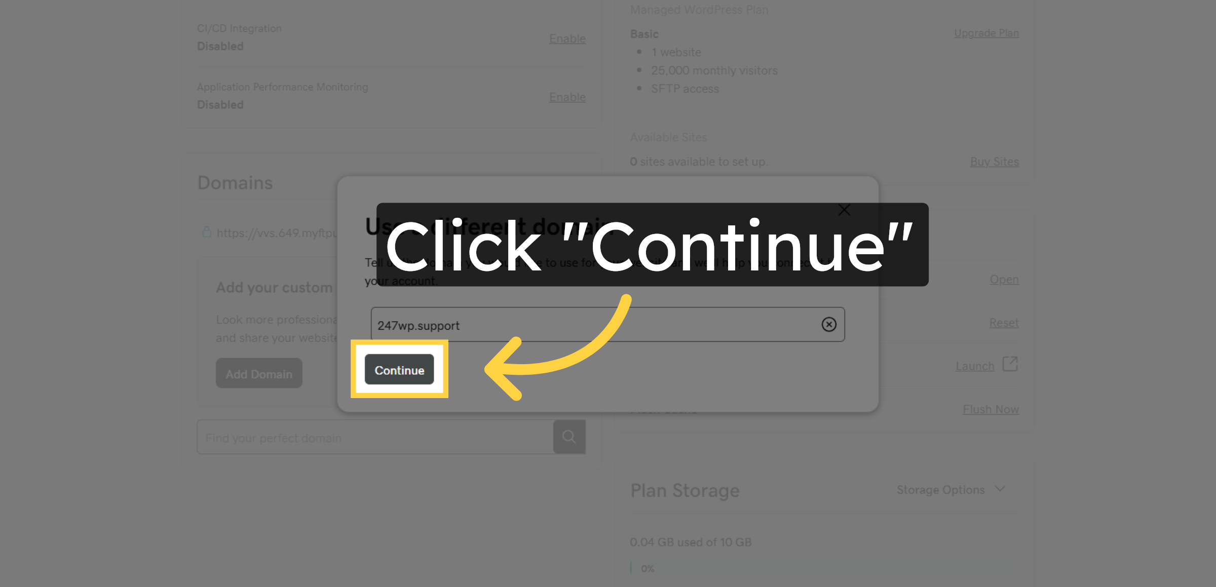 Continue Domain Setup