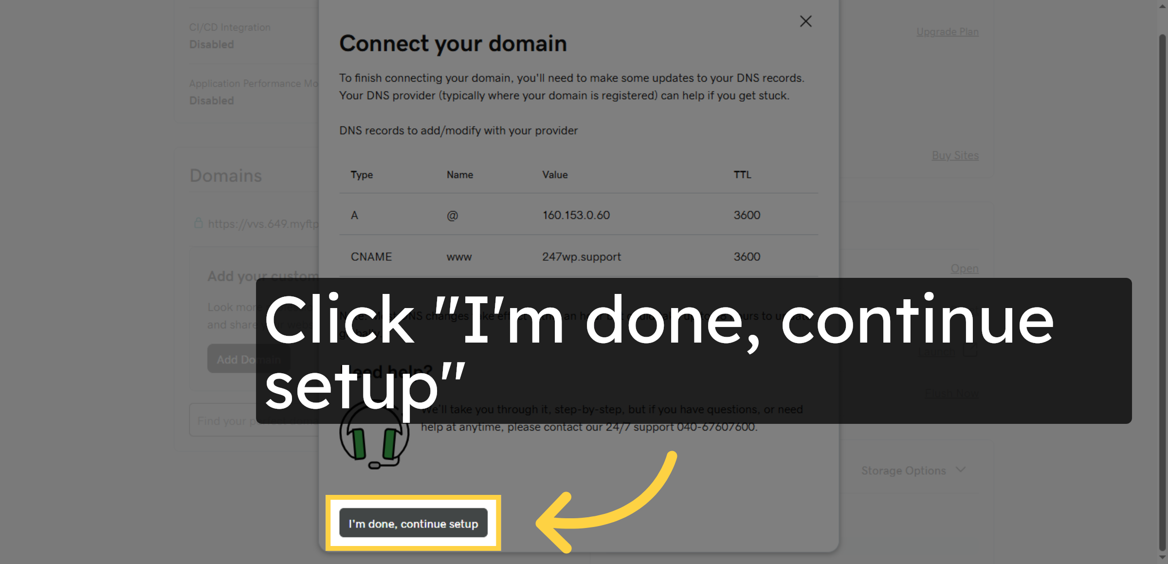 Confirm DNS Setup Step