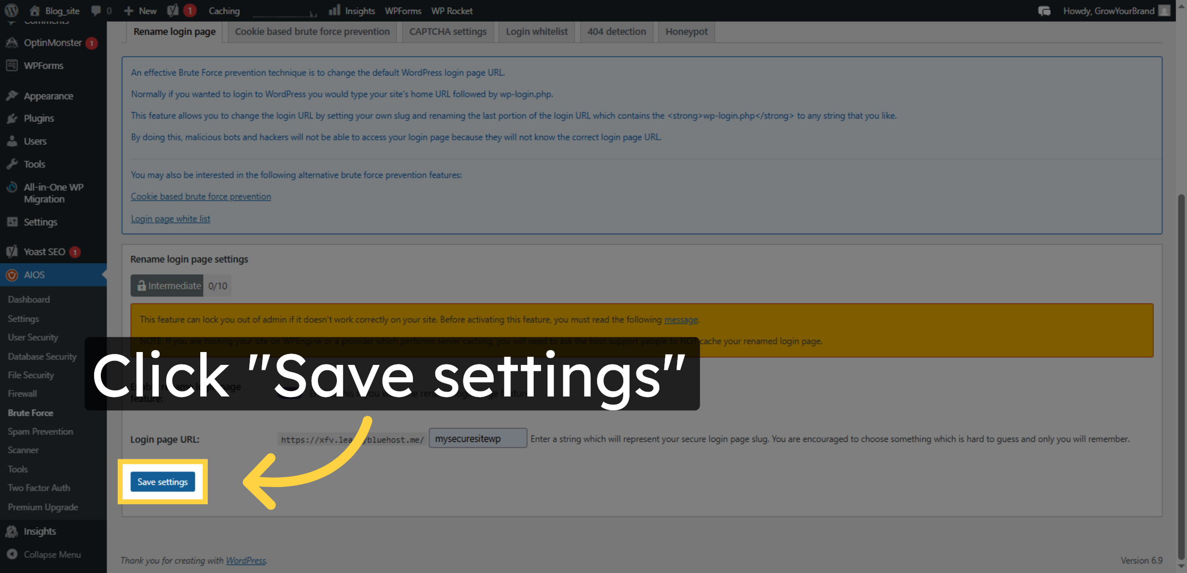 Save Brute Force Settings