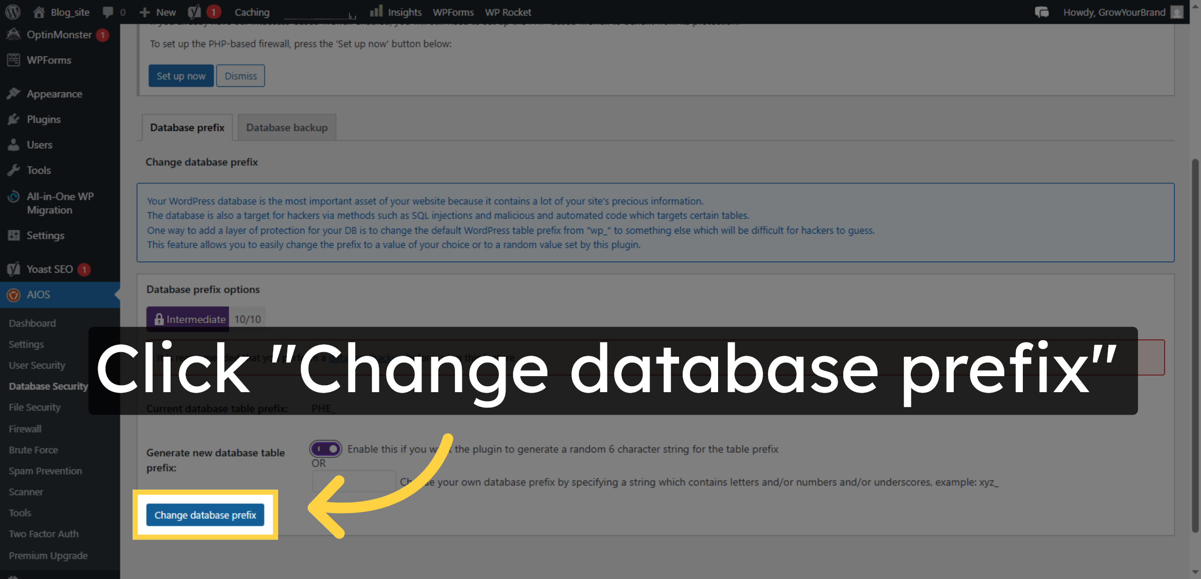 Change Database Prefix