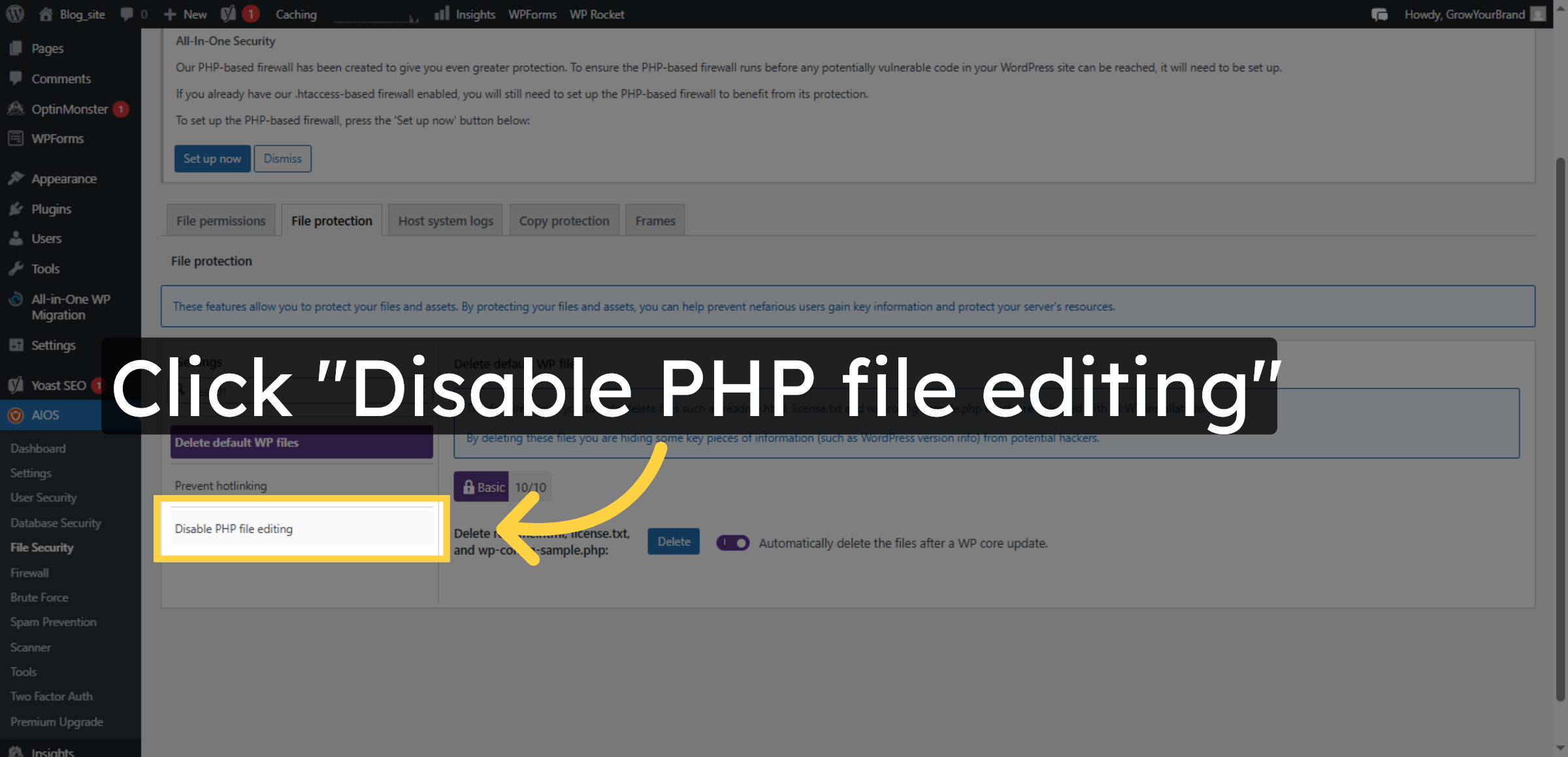 Disable PHP File Editing