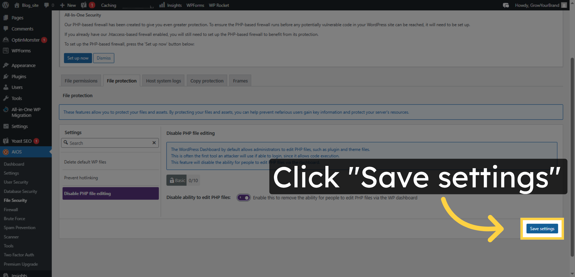Save PHP Editing Settings