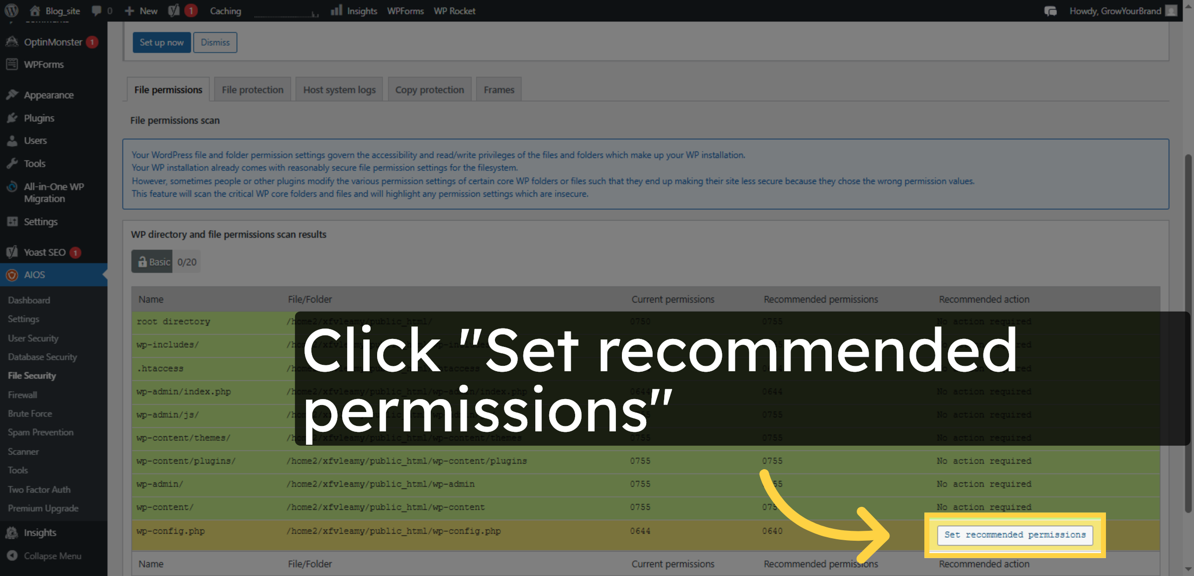 Set Recommended Permissions