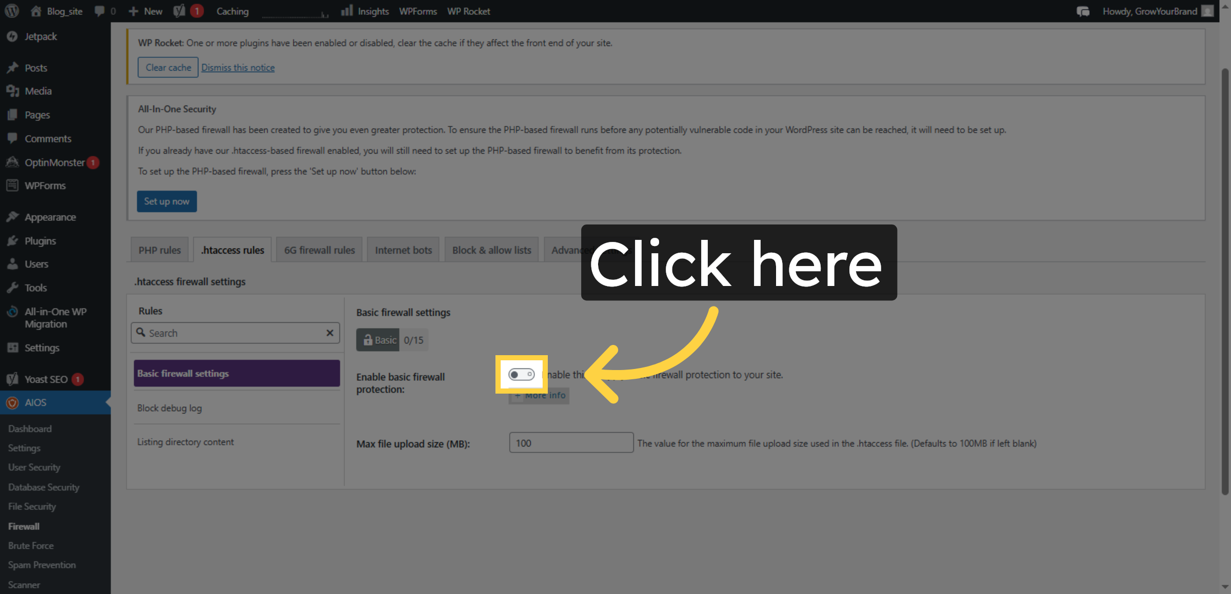 Enable .htaccess Firewall