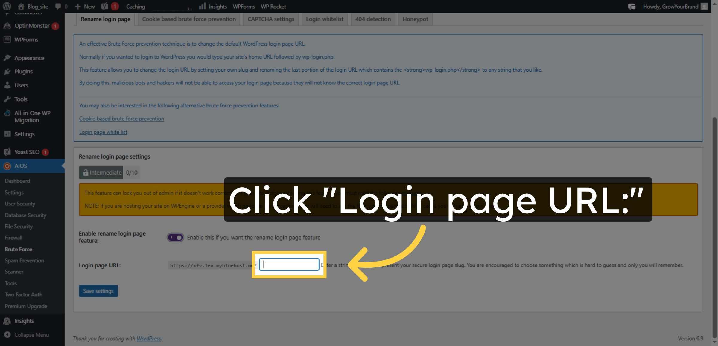 Edit Login Page URL