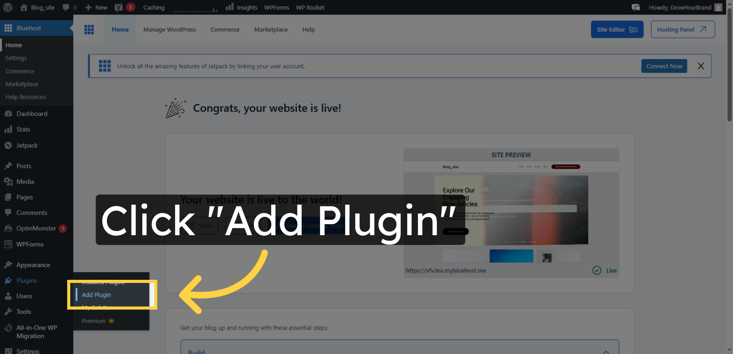 Open Add Plugin Page